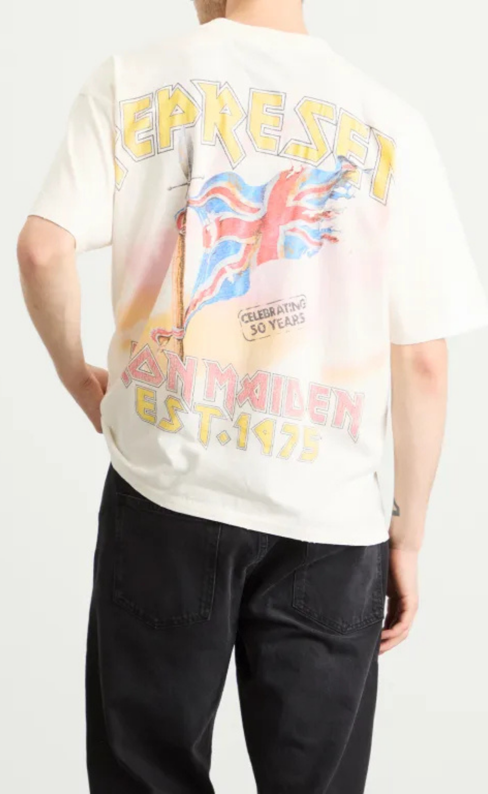 IRON MAIDEN STEED FLAT WHITE T-SHIRT