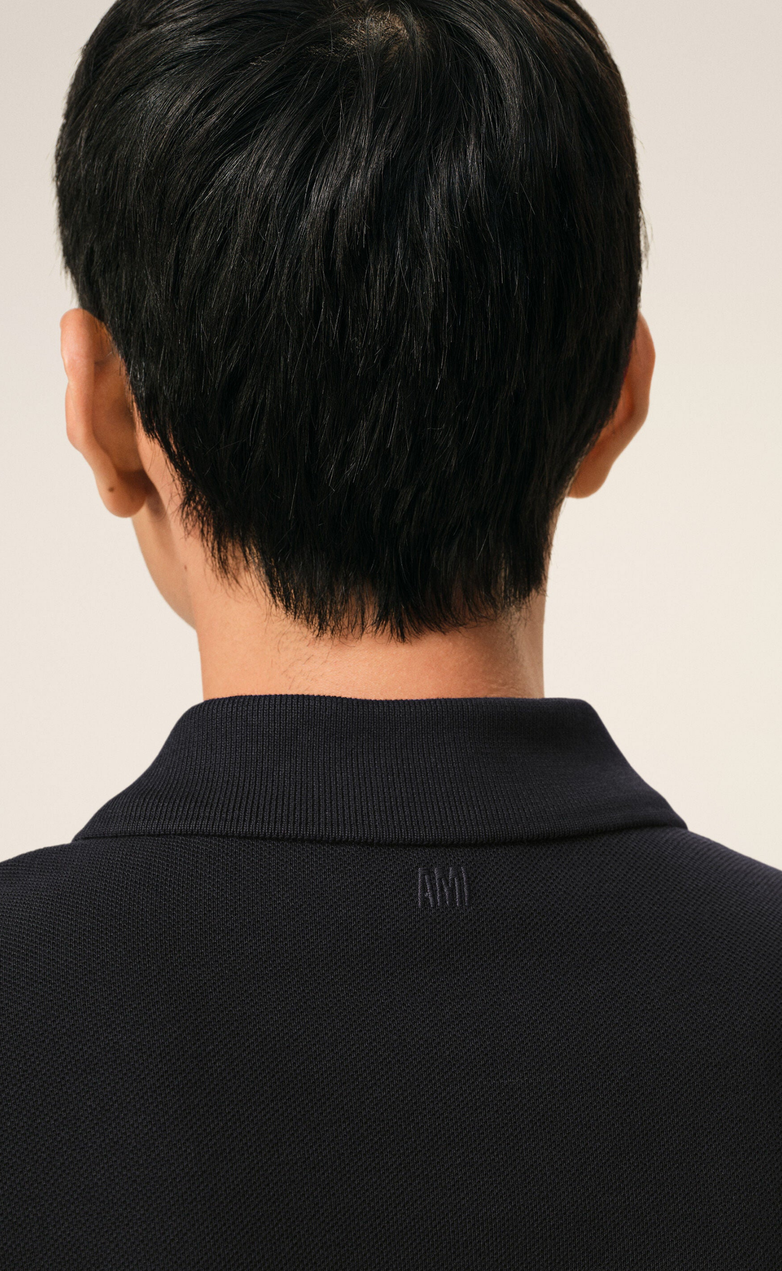 CONTRASTED AMI DE COEUR BLACK POLO T-SHIRT