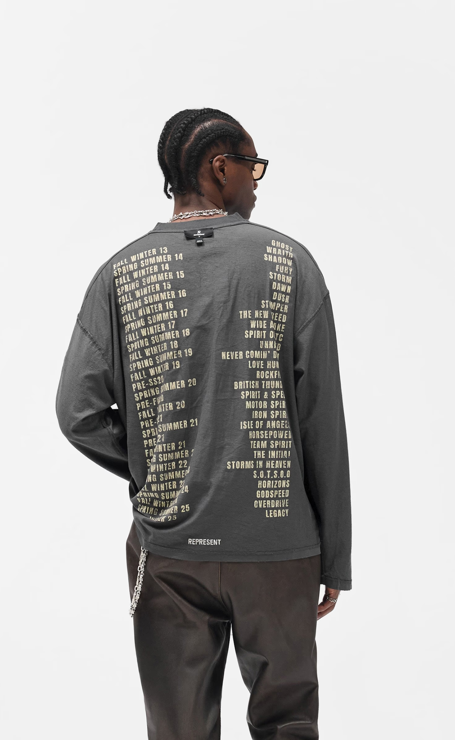 REPRESENT LIVING LEGACY TOUR SUN FADE GREY LONGSLEEVE