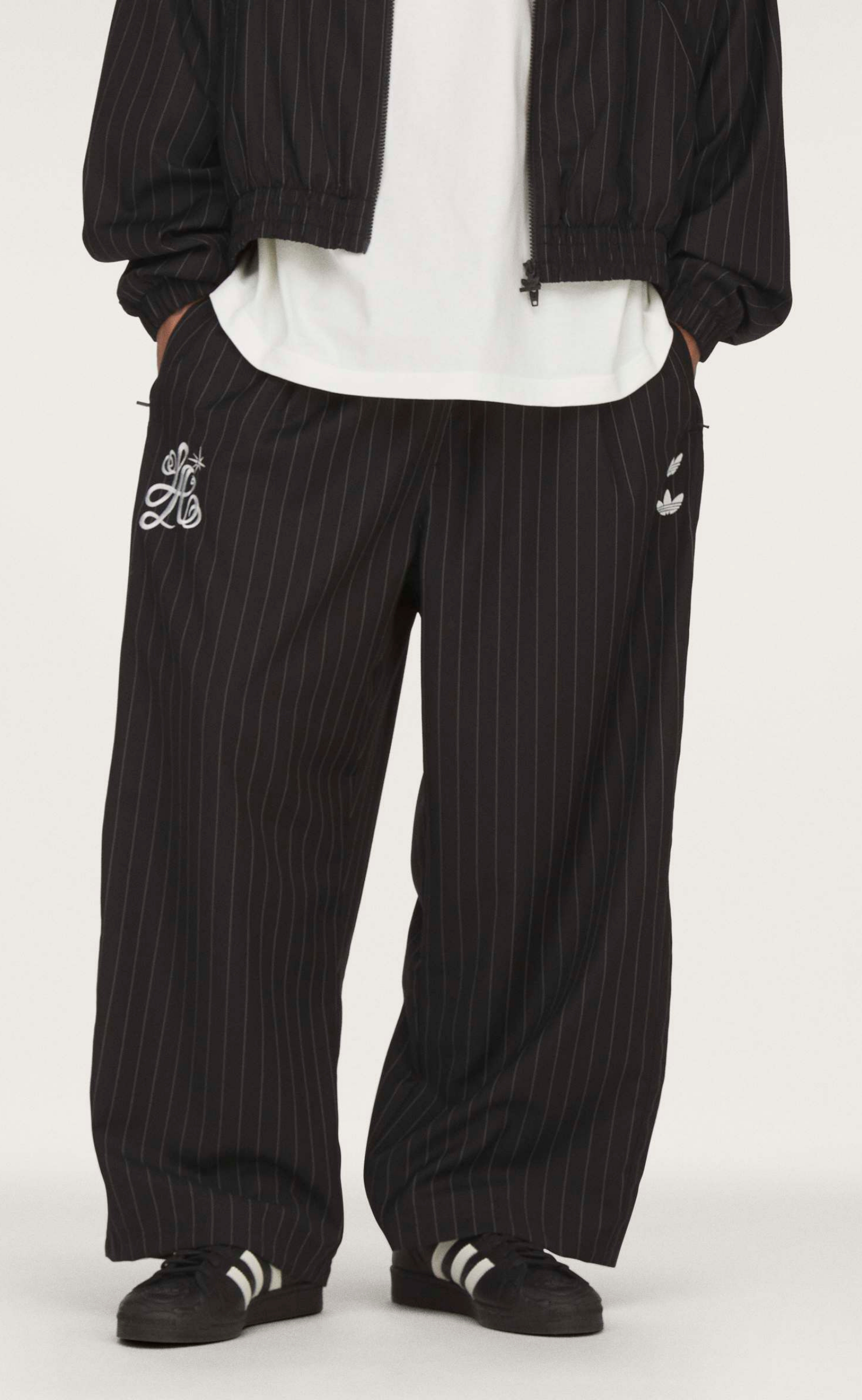WC PINSTRIPE BLACK TRACK PANTS