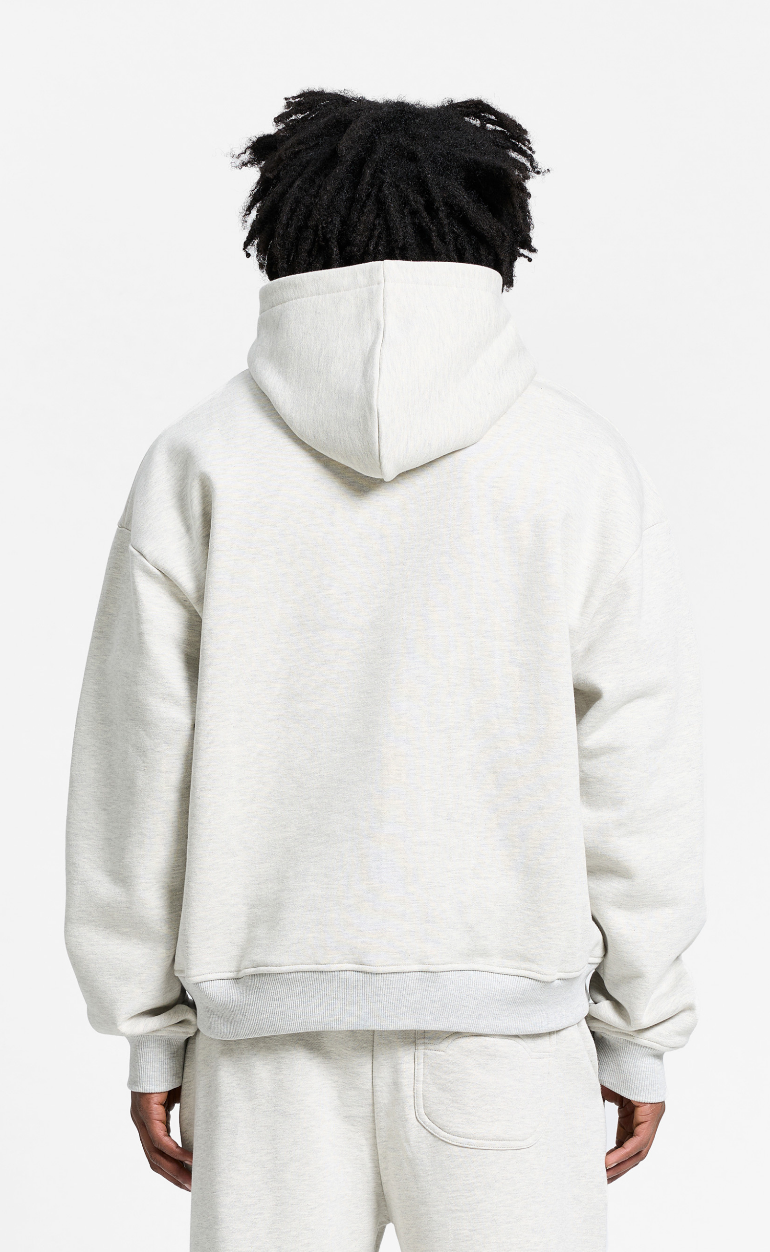 ATELIER EMBLEM ZIP MELANGE GREY HOODIE