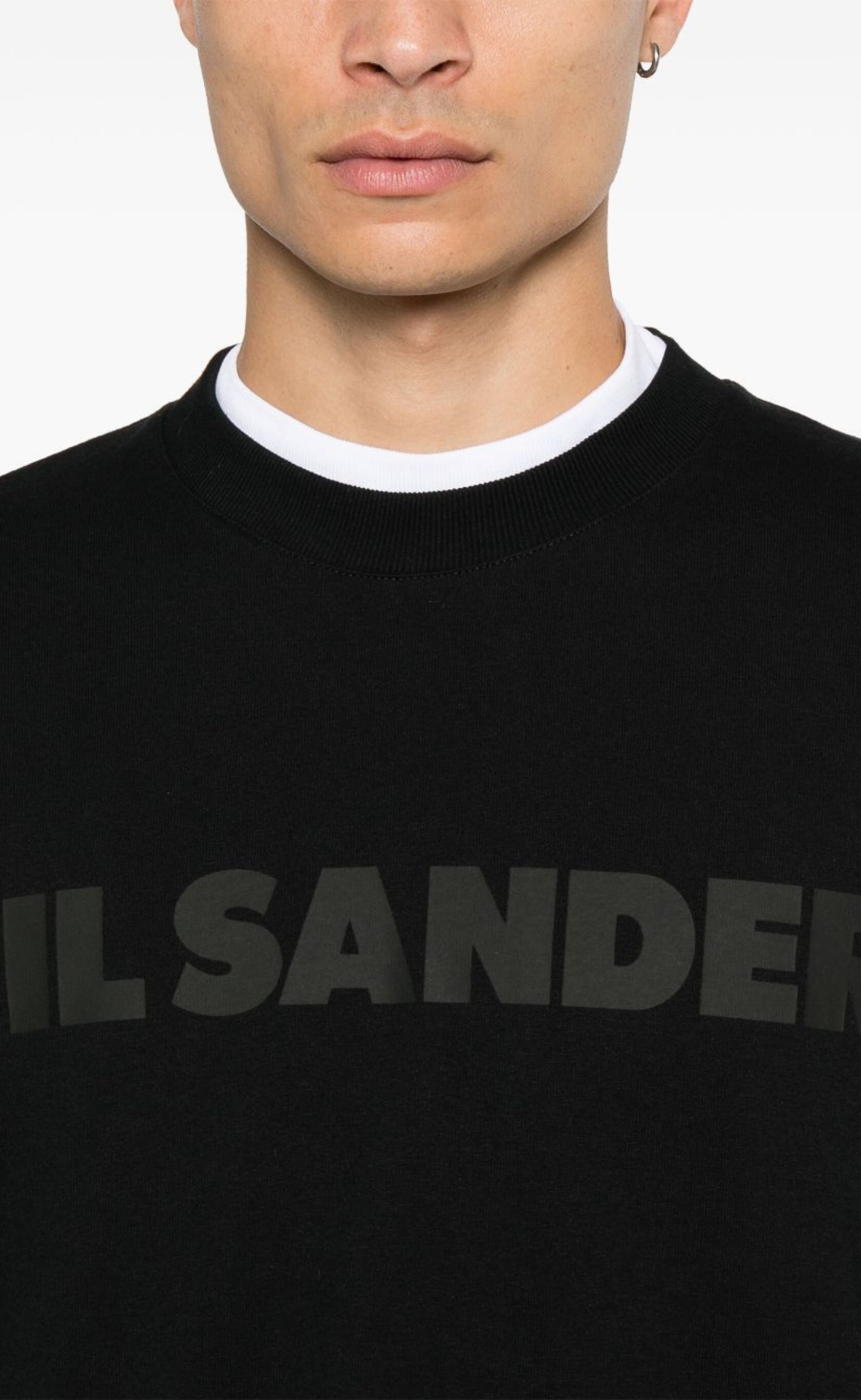 JIL SANDER PRINTED TONAL LOGO BLACK LONGSLEEVE