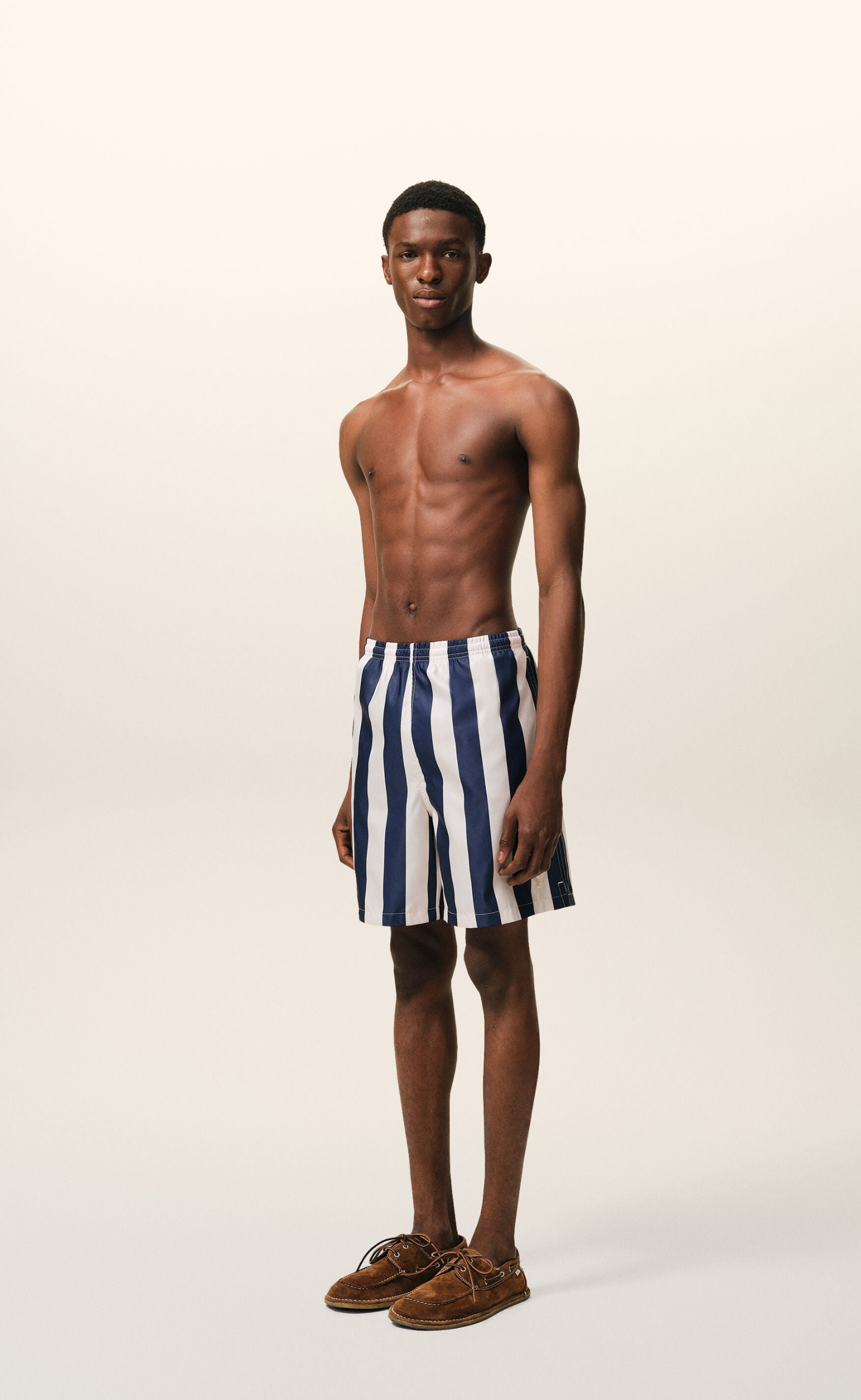 LONG STRIPES SWIMSUIT WHITE INK SHORTS