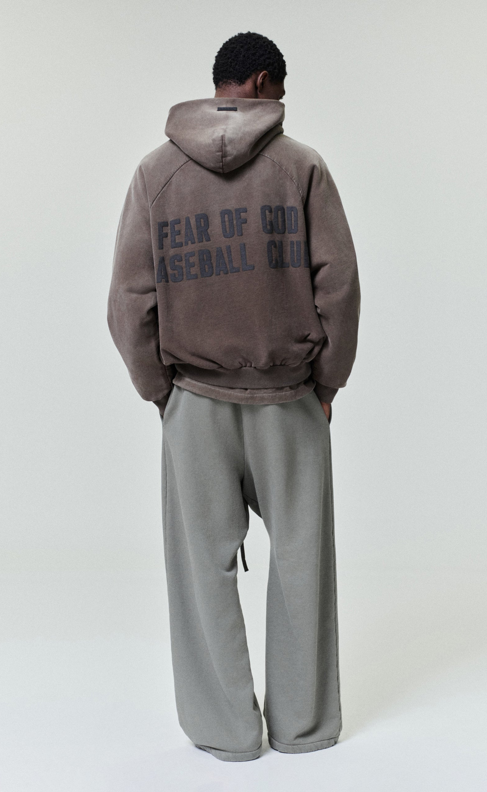 BASEBALL CLUB HALF ZIP FADED BROWN HOODIE