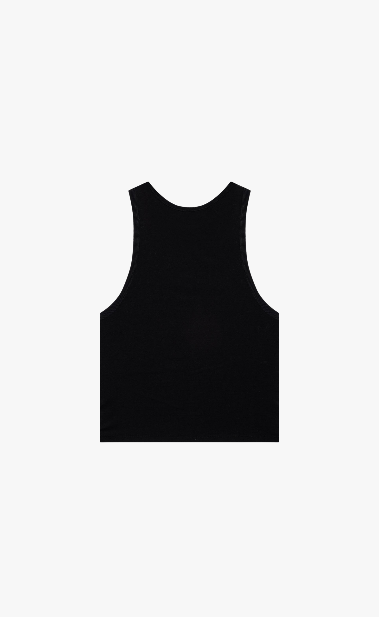 LOGO RIBBED BLACK TANK TOP