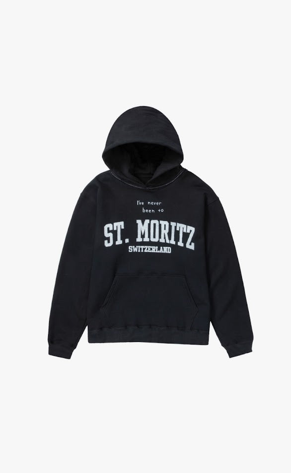 ST MORTIZ GRAPHIC BLACK HOODIE