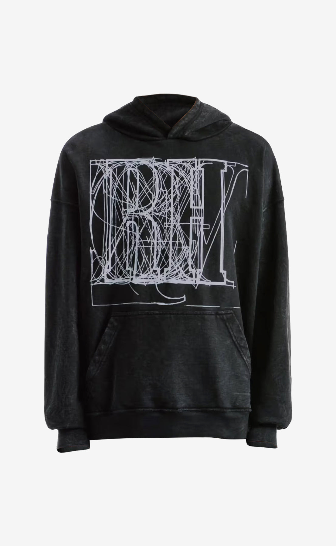 BLACK GRAPHIC HOODIE -SCRIBBLE