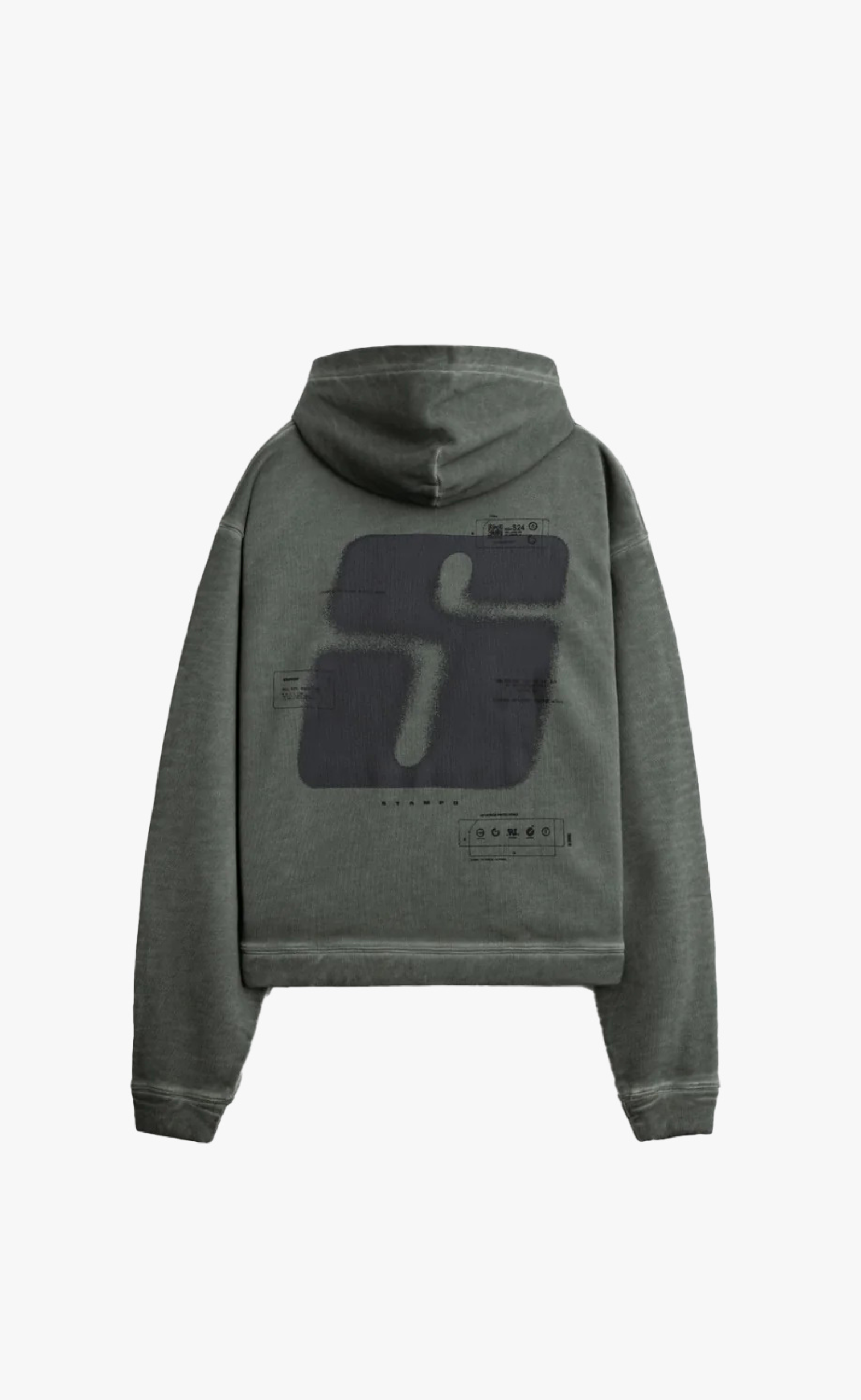 TRANSIT OIL WASH CROPPED JADE OIL WASH HOODIE