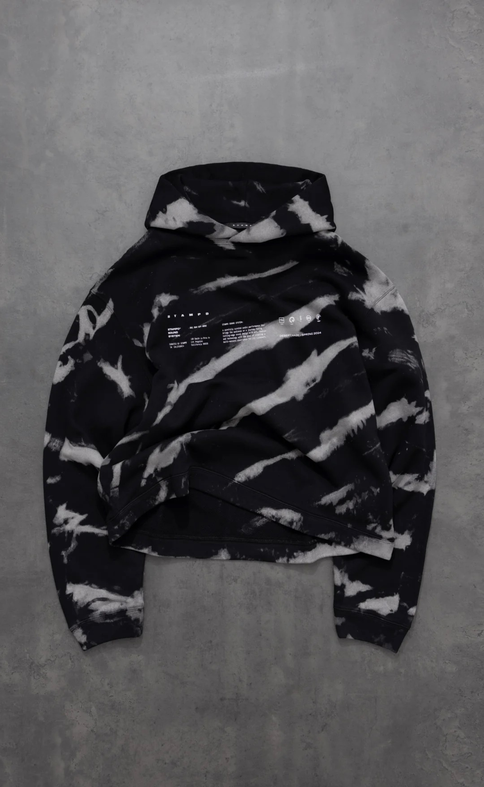 STAMPD SOUND SYSTEM CROPPED ZEBRA TIE DYE HOODIE