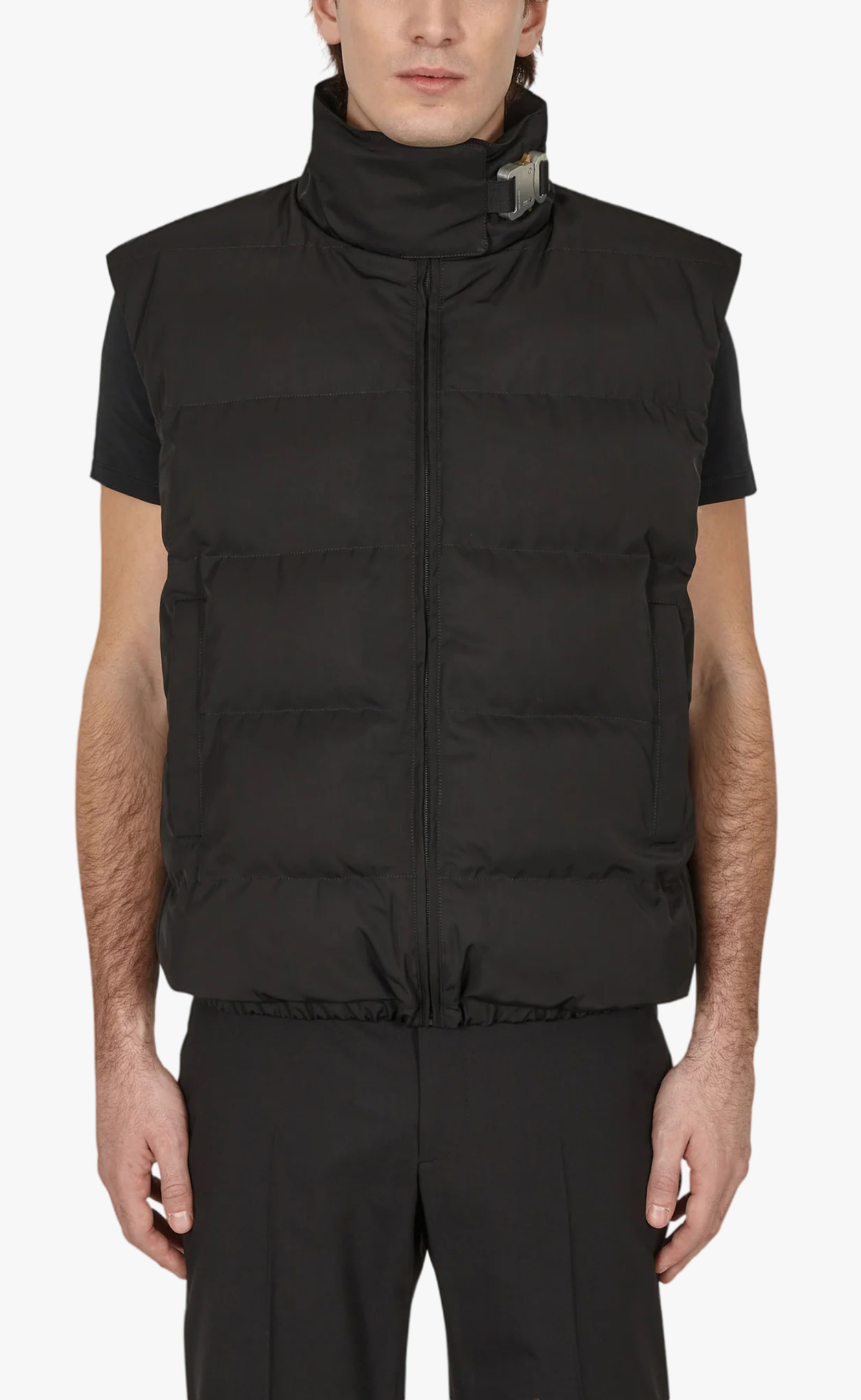 BUCKLE PUFFER BLACK VEST