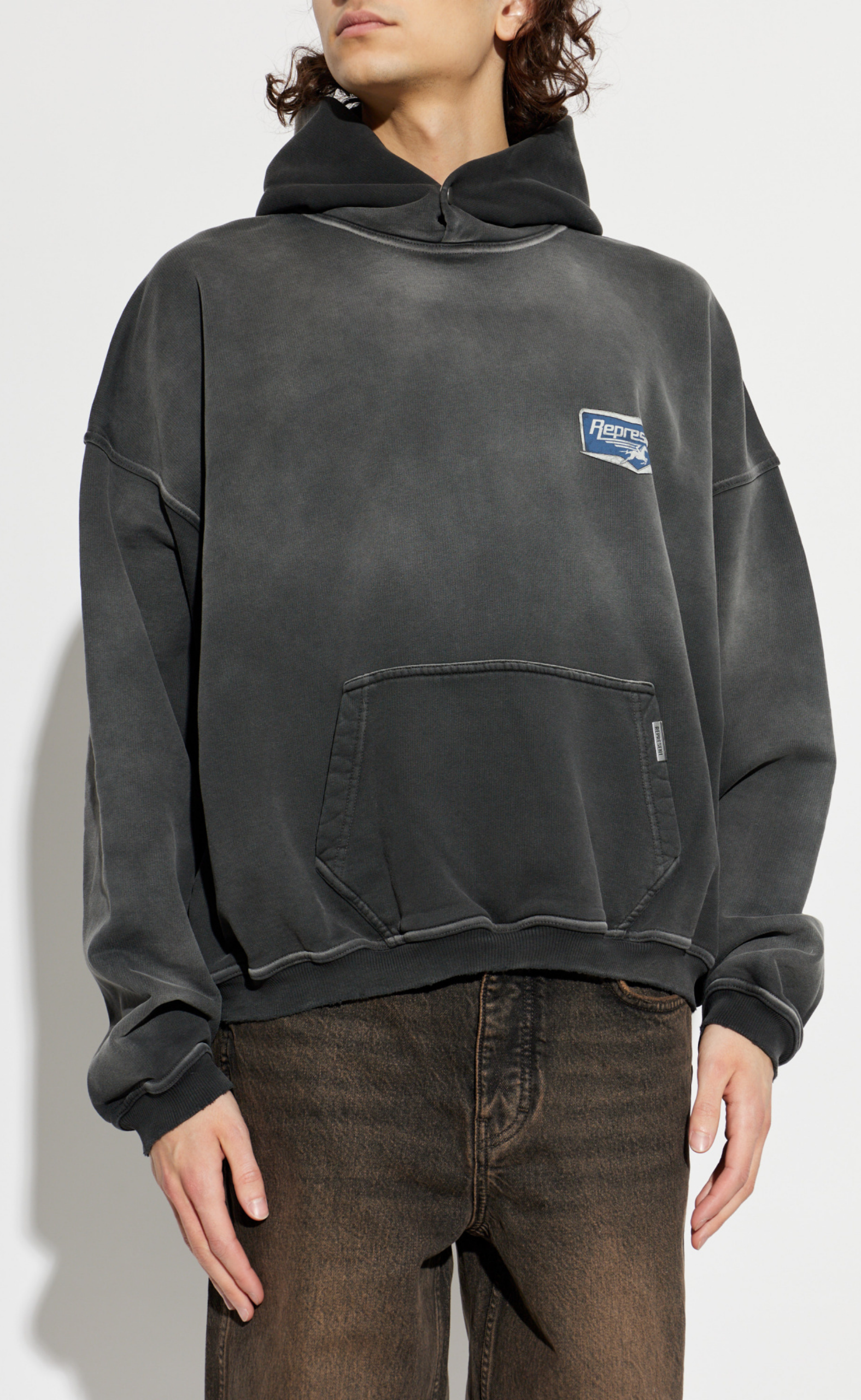 NOTHING FASTER STAINED BLACK HOODIE