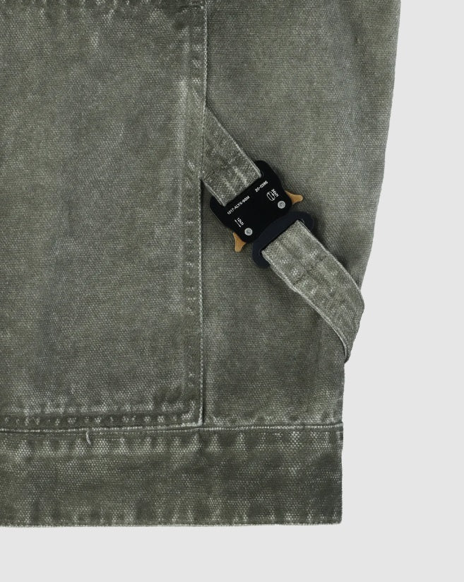 OVERDYED CANVAS BUCKLE DARK GREEN JACKET