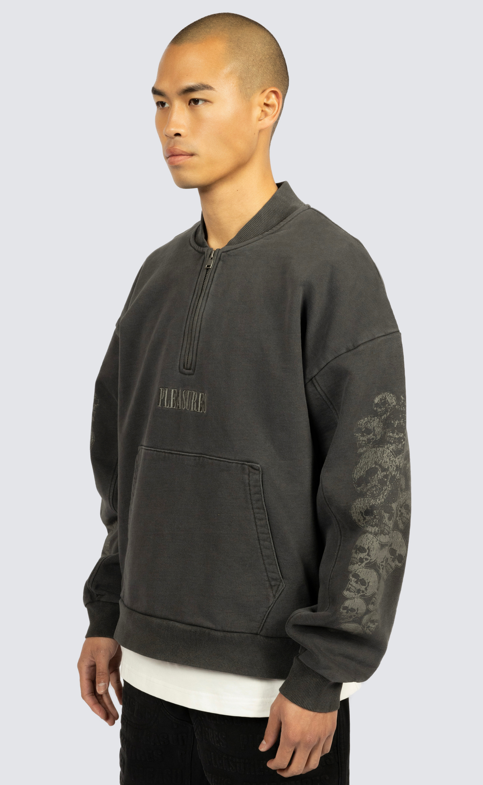 SKULL SPIRAL BLACK QUARTER ZIP