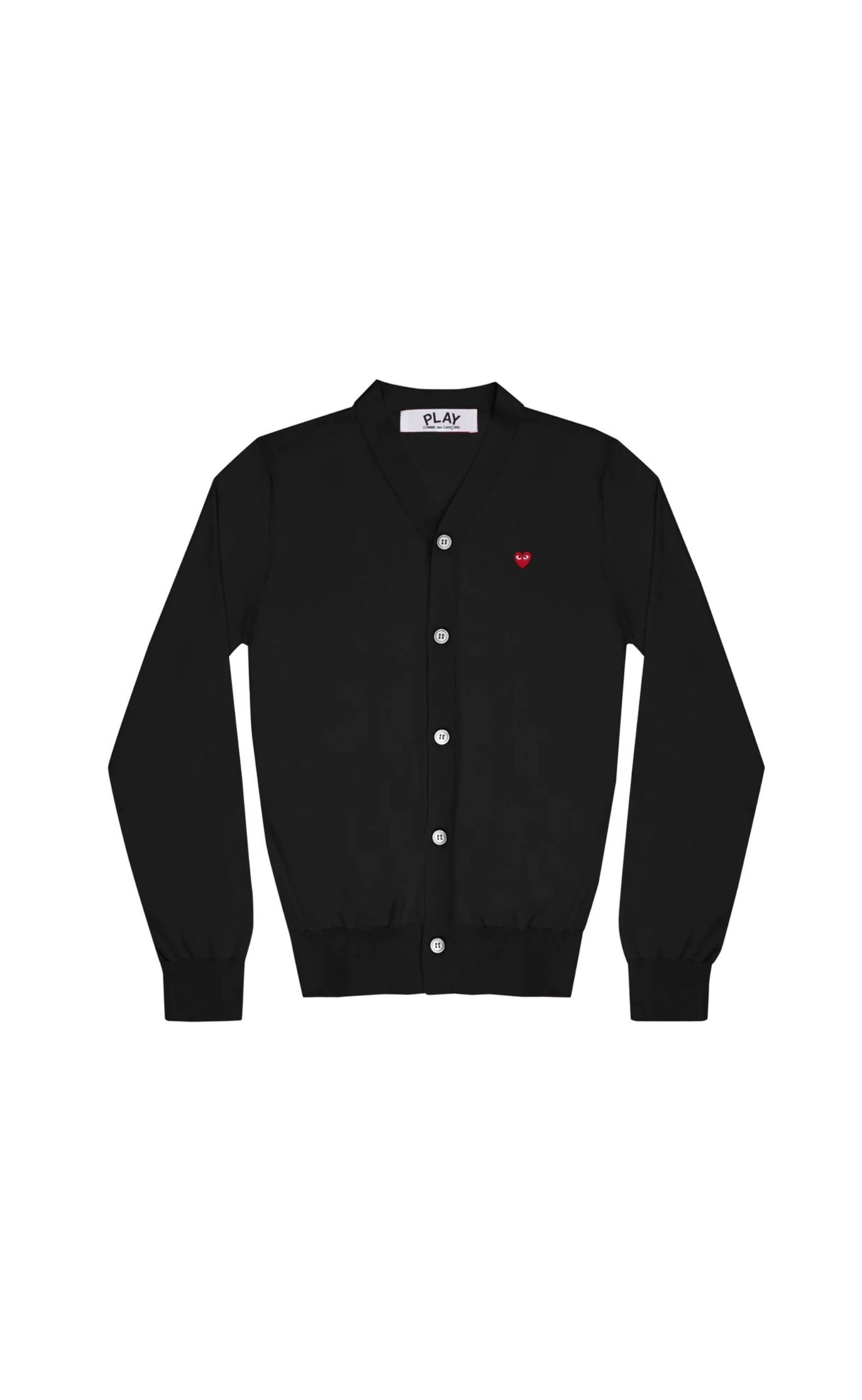 BLACK SMALL RED HEART PLAY CARDIGAN