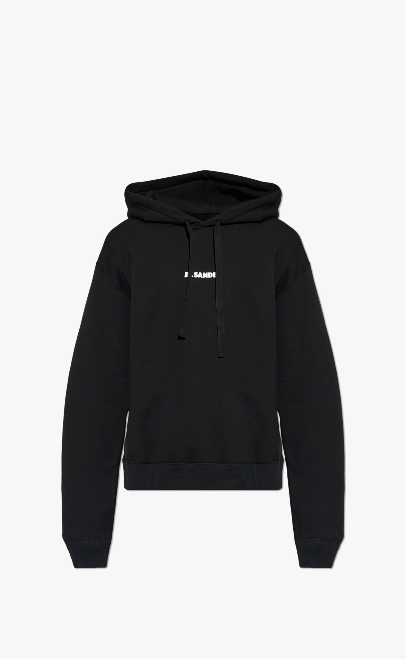 JIL SANDER COTTON LOGO PRINT BLACK HOODIE