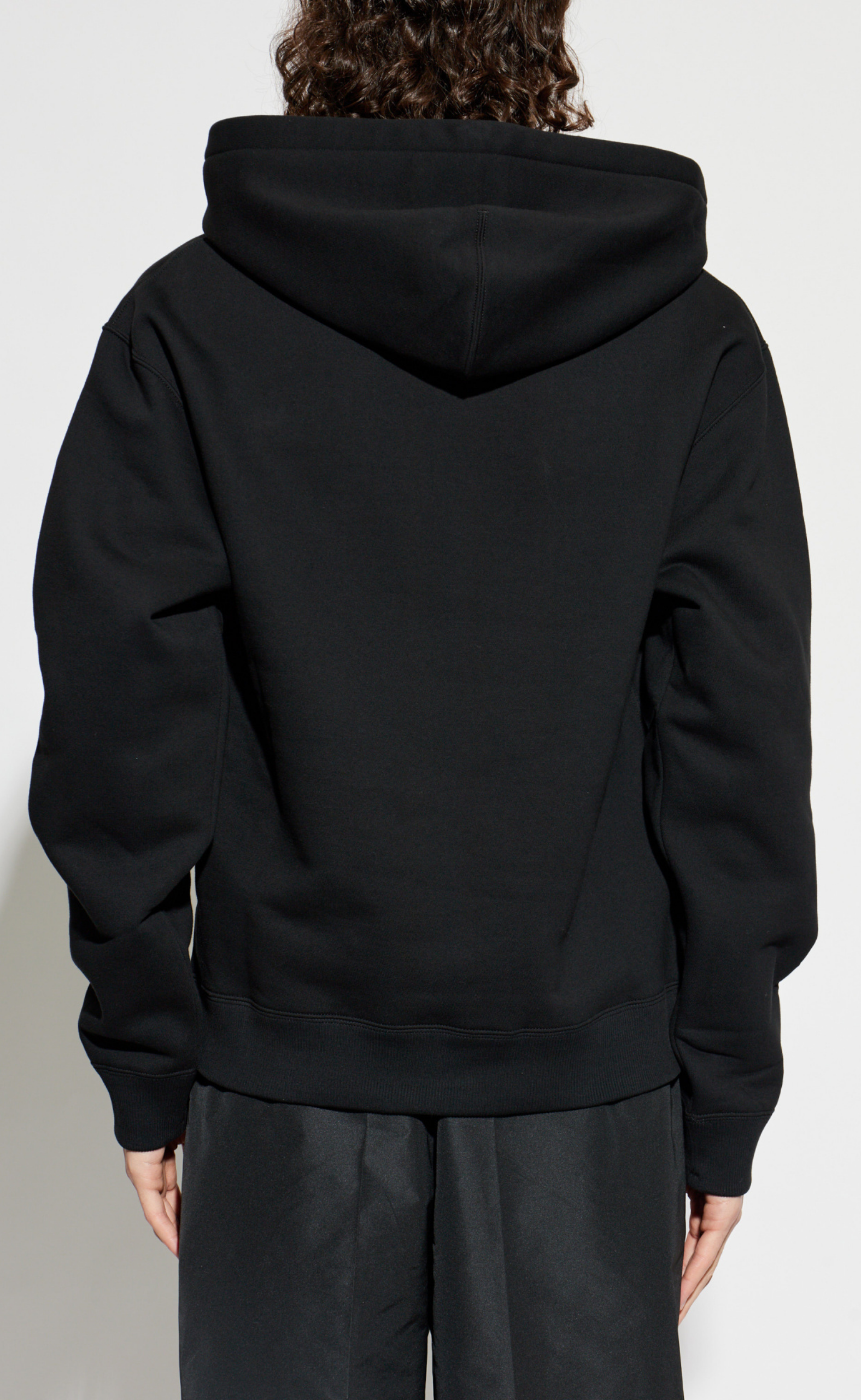 JIL SANDER COTTON LOGO PRINT BLACK HOODIE