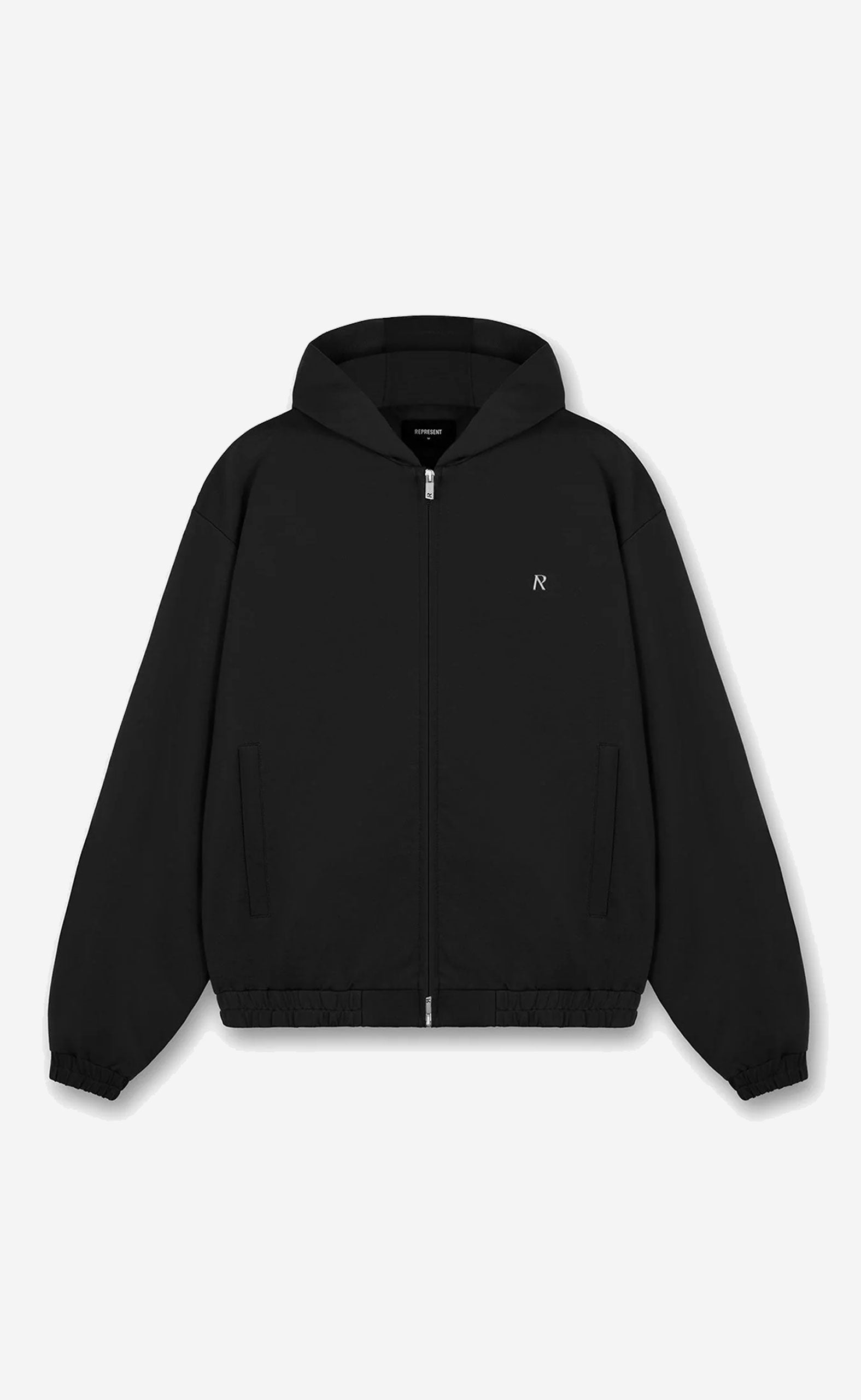 JET BLACK HOODED TRACKSUIT JACKET