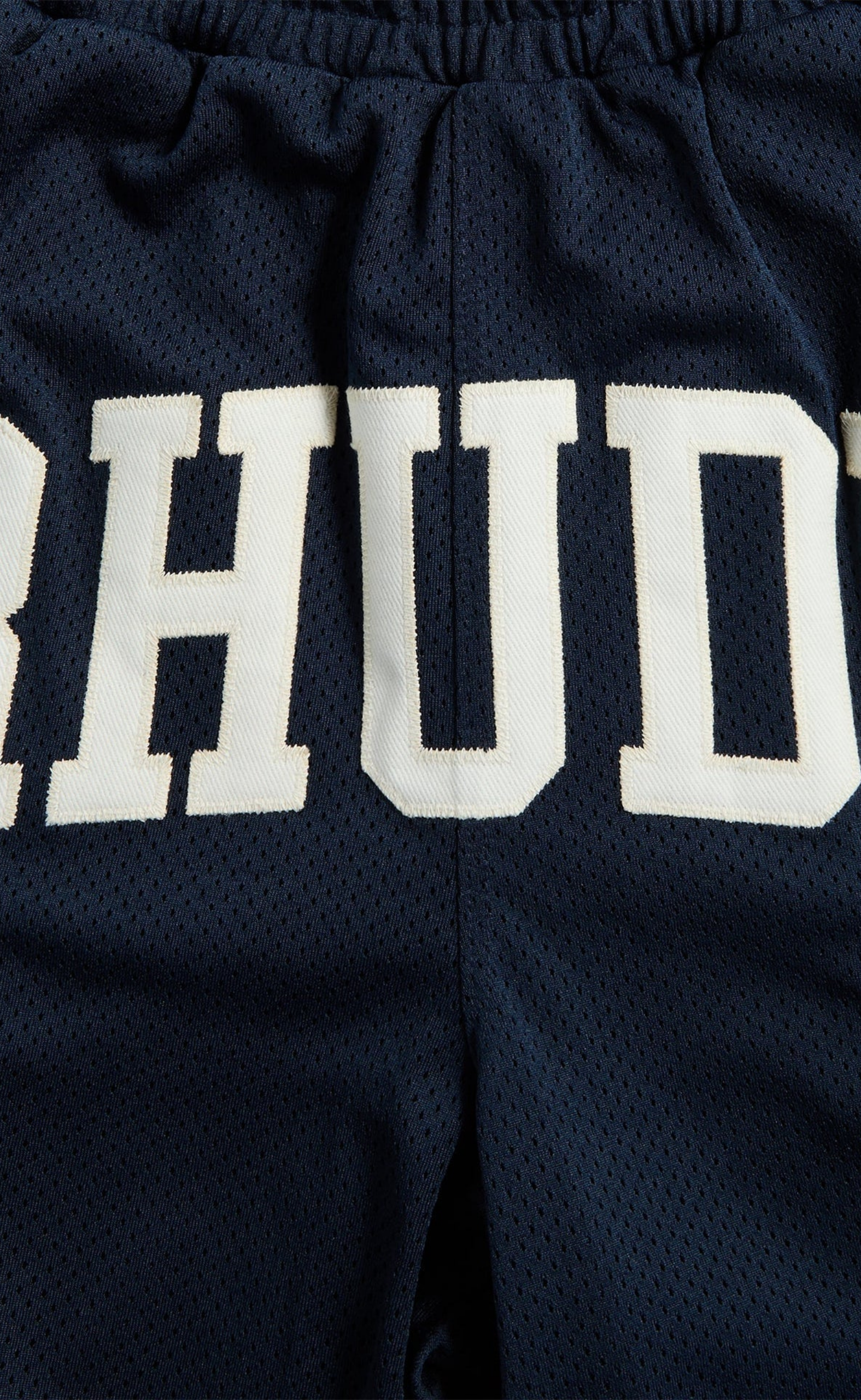 BAGGY COLLEGIATE LOGO NAVY CREAM SHORTS