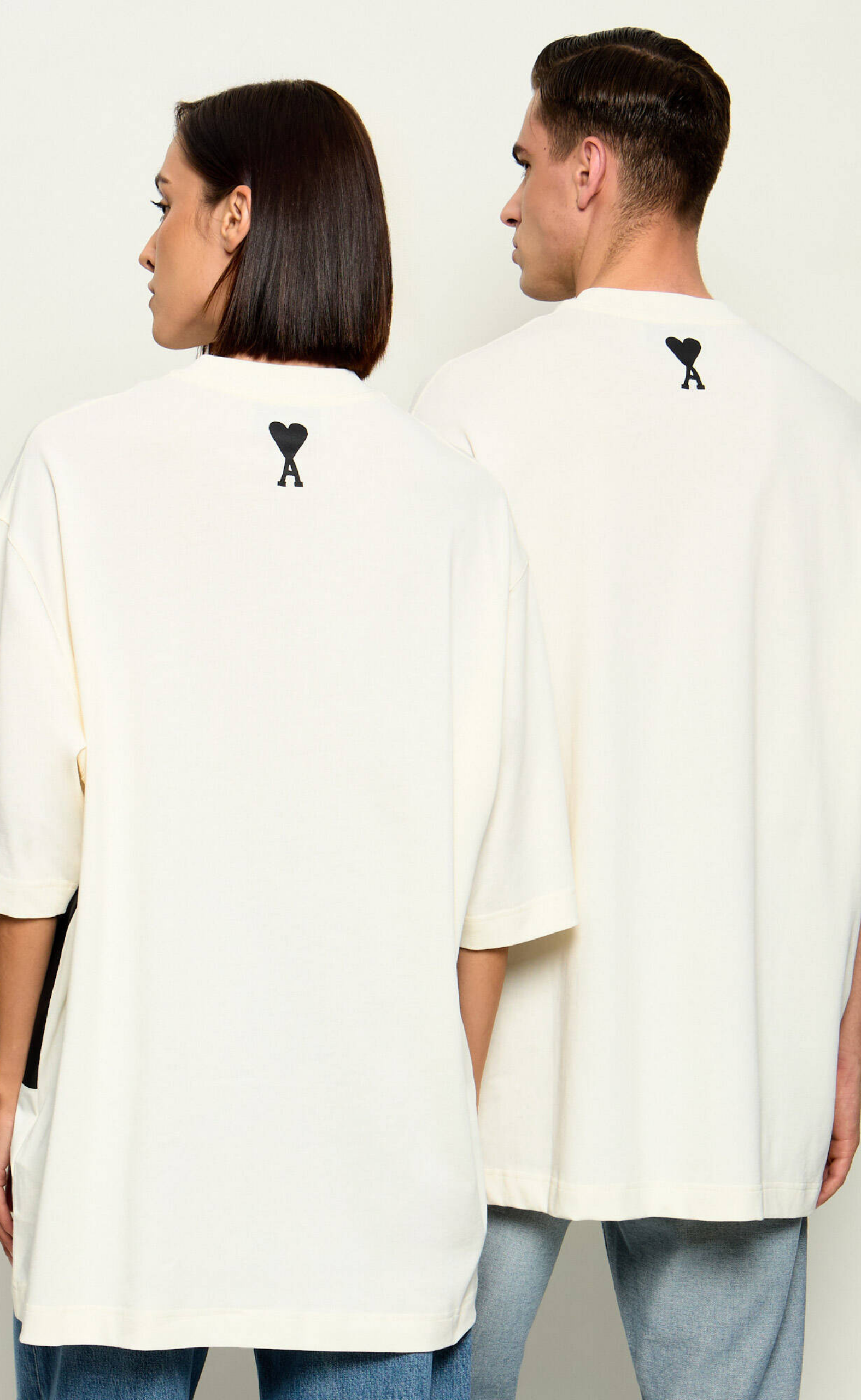 AMI PARIS PRINT OVERSIZE FIT WHITE T-SHIRT