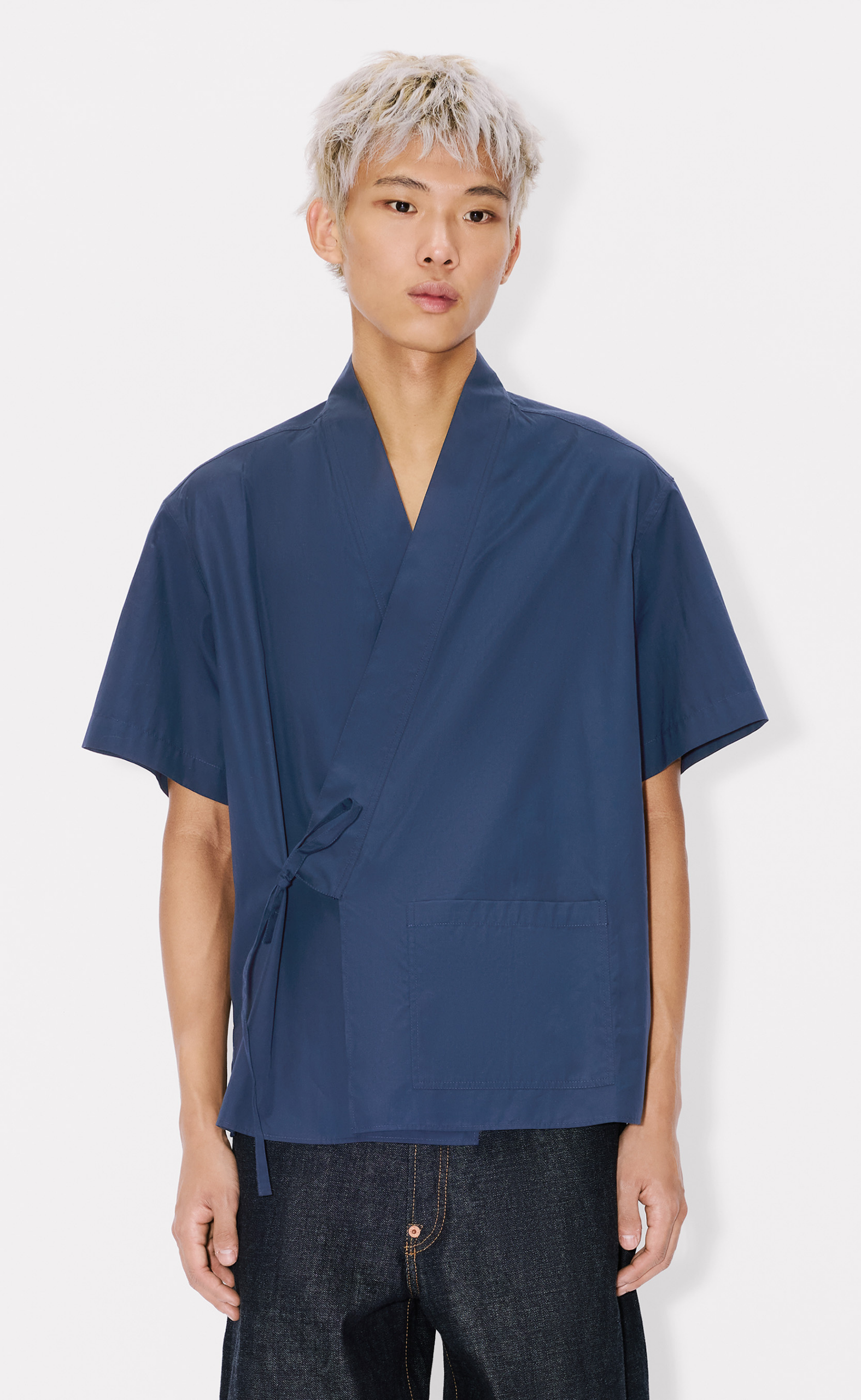 KIMONO SHORT SLEEVE NAVY BLUE SHIRT