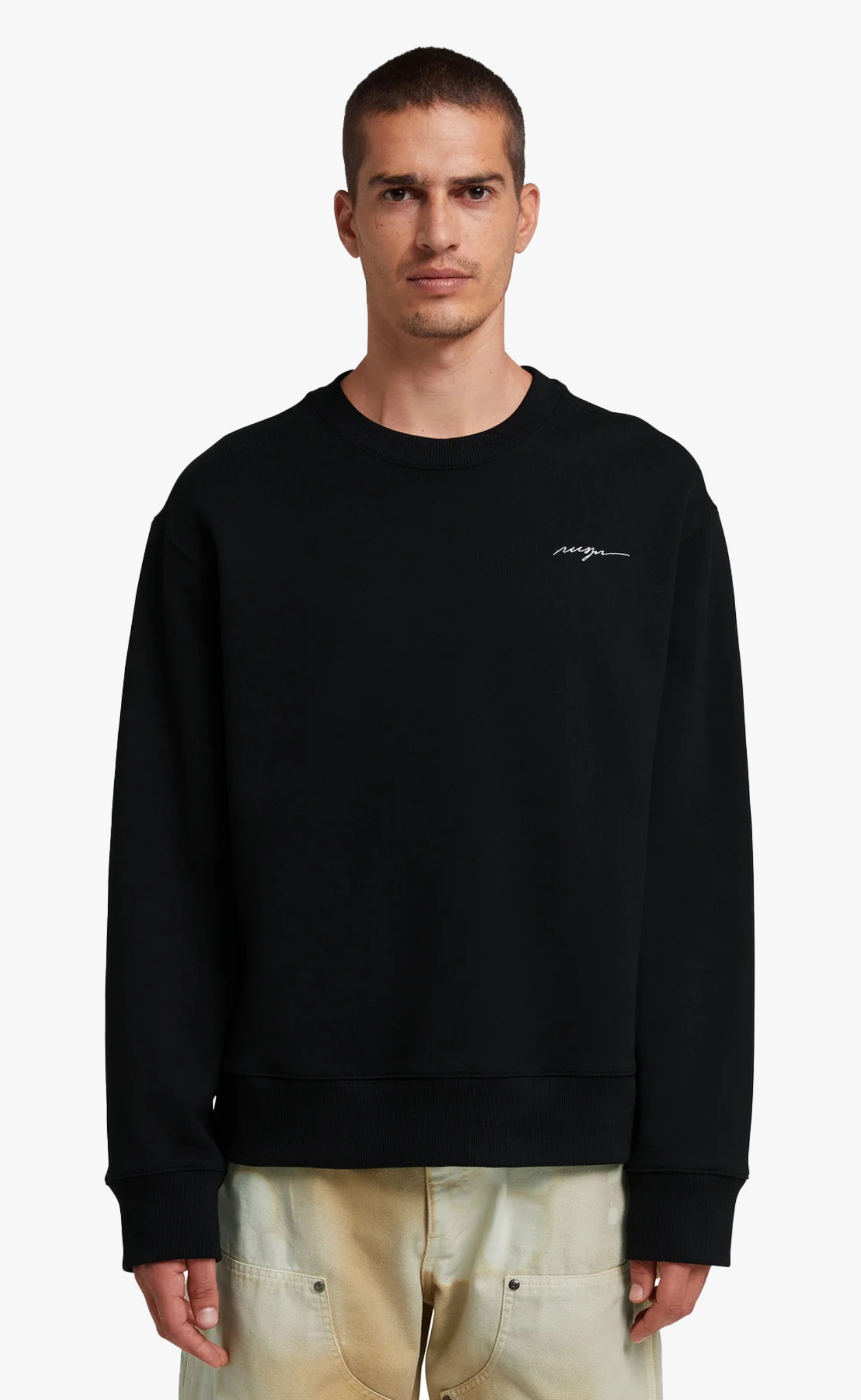 EMBROIDERED LOGO BLACK CREWNECK