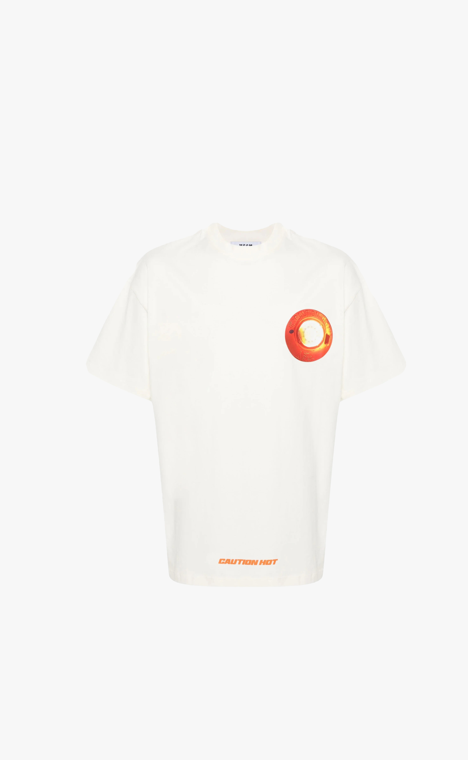 CAUTION HOT GRAPHIC OFF WHITE T-SHIRT