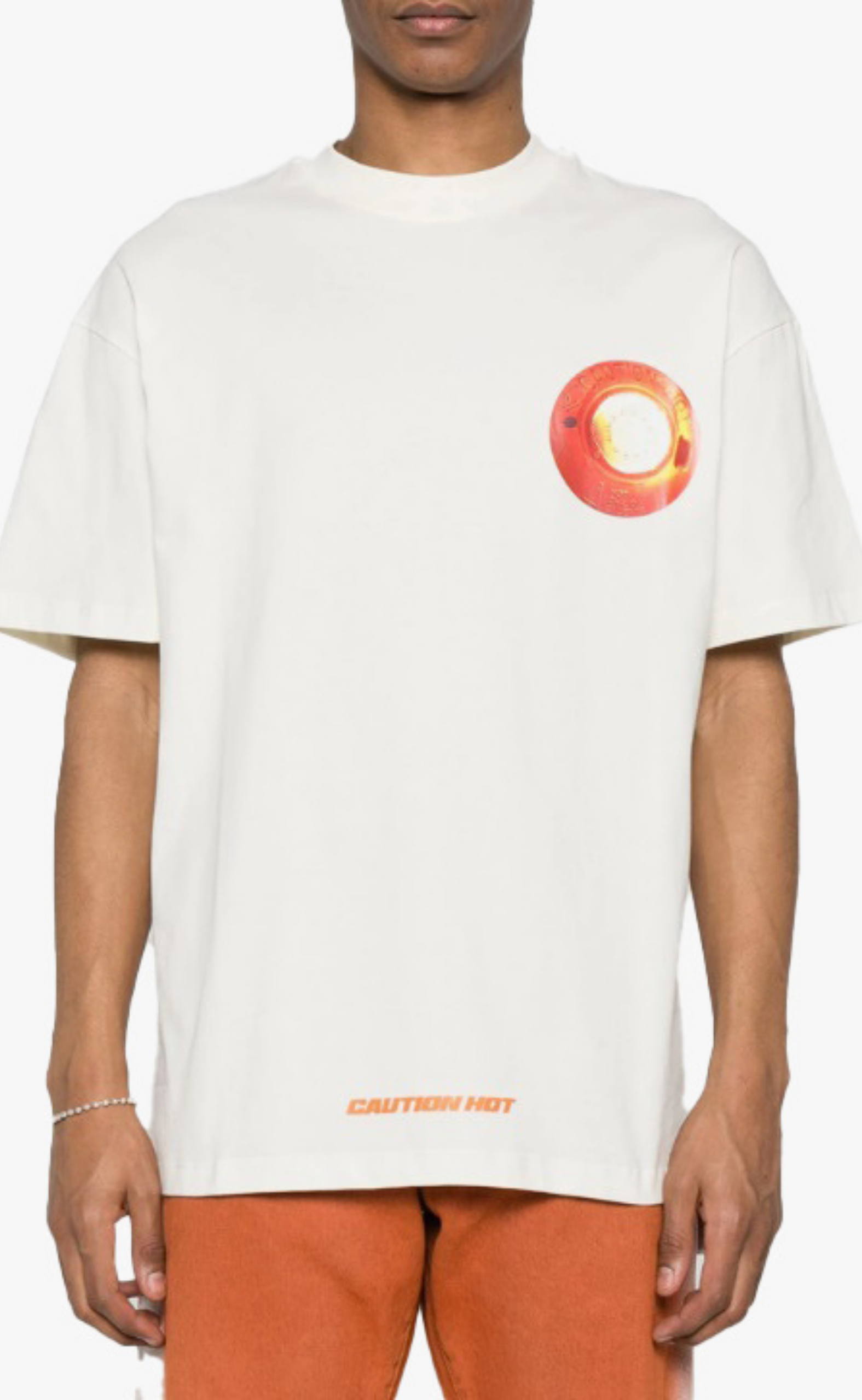 CAUTION HOT GRAPHIC OFF WHITE T-SHIRT