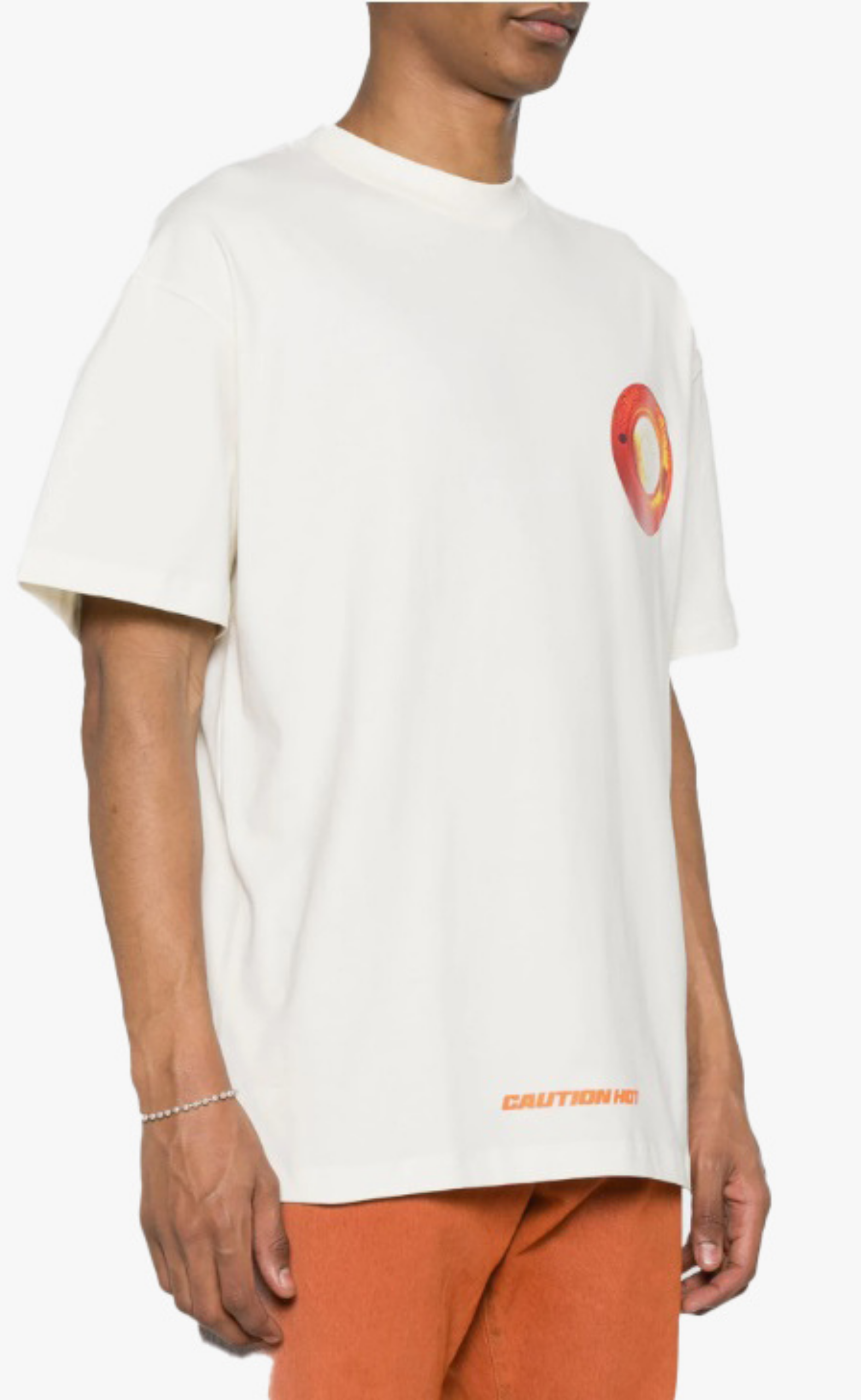 CAUTION HOT GRAPHIC OFF WHITE T-SHIRT