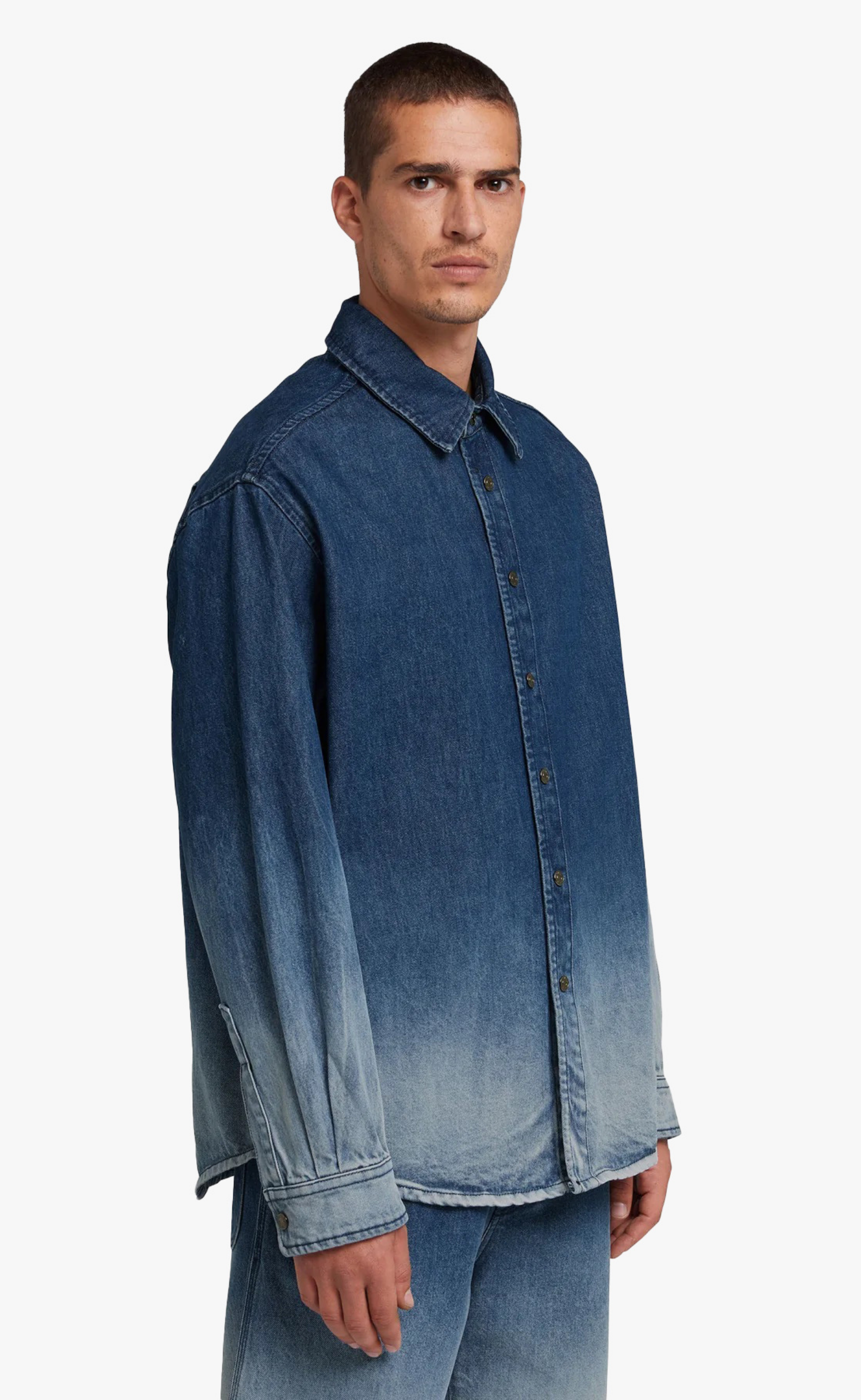 FADED TREATMENT DENIM BLUE SHIRT