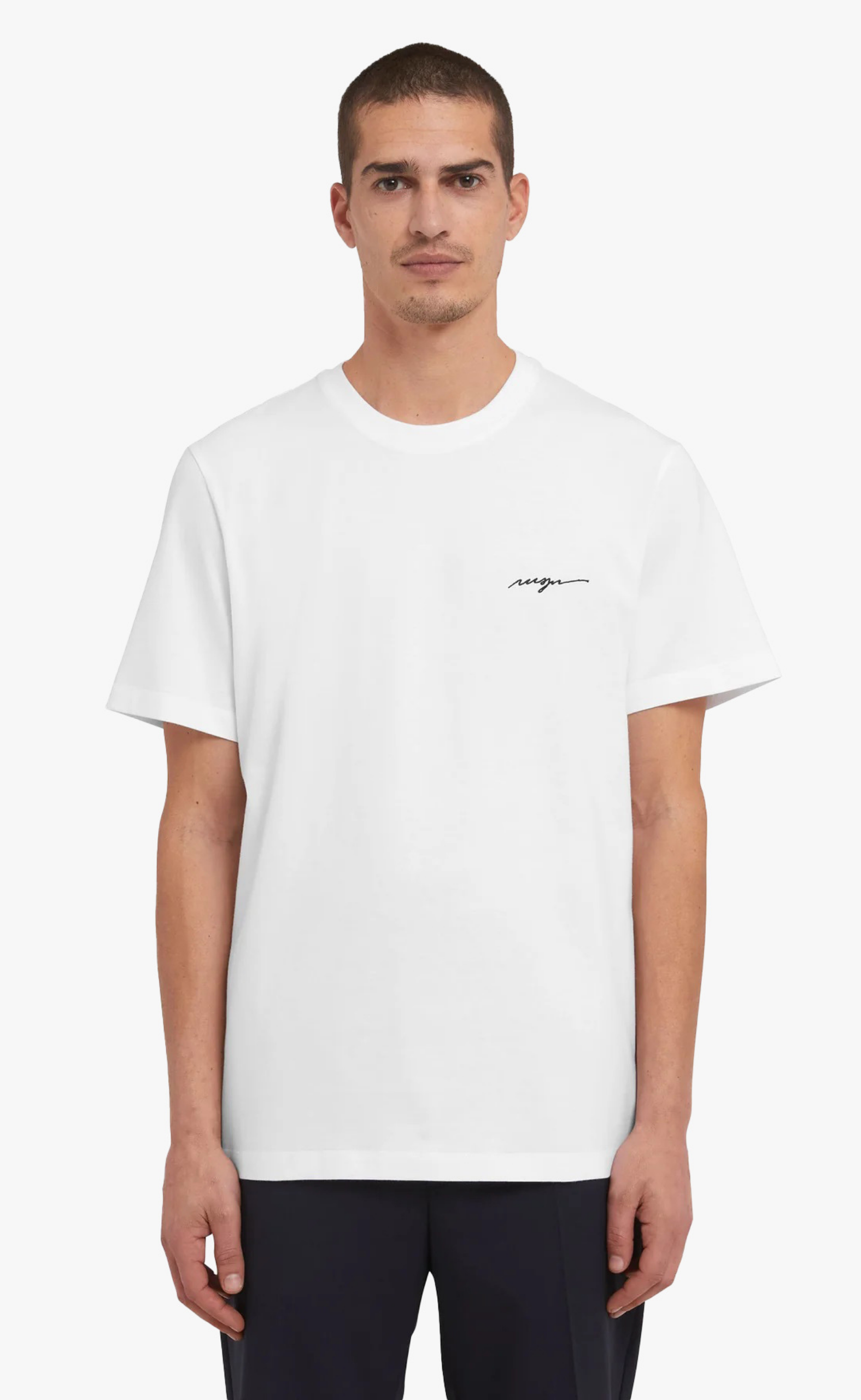  EMBROIDERED CURSIVE LOGO OFF WHITE T-SHIRT