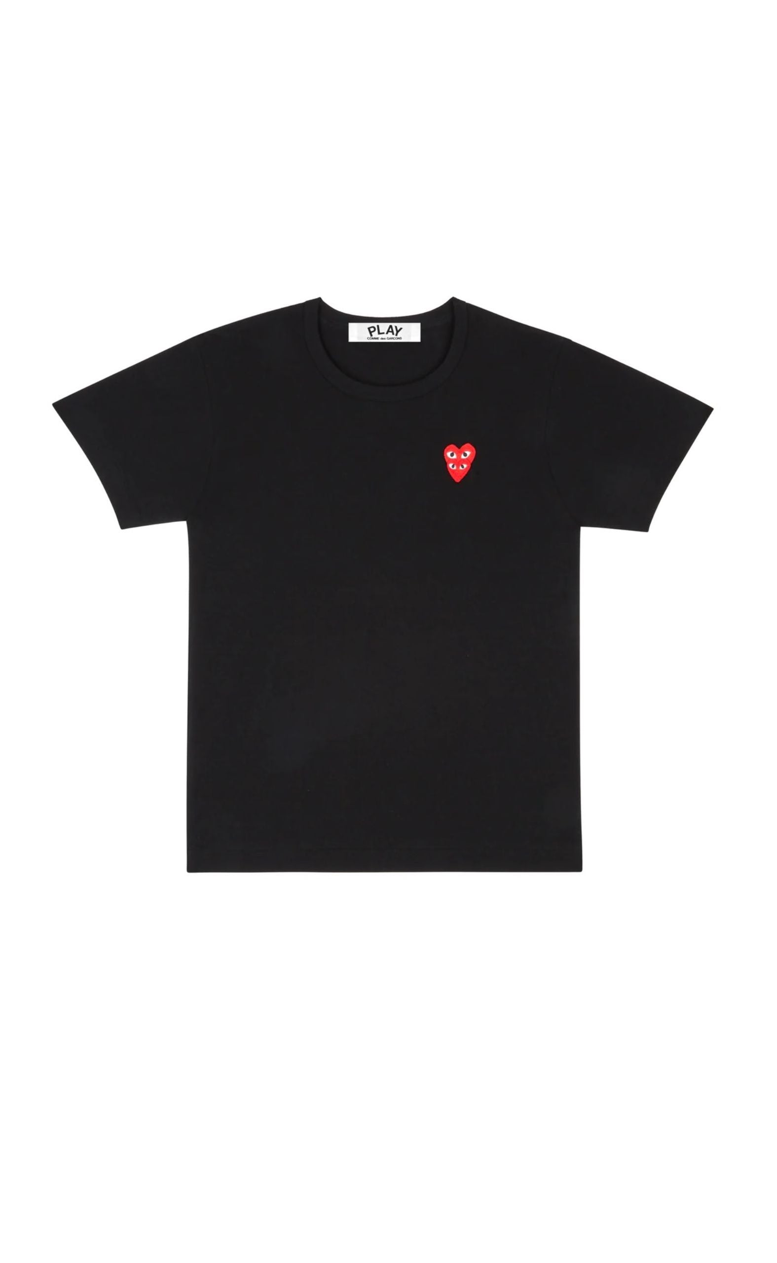 BLACK PLAY COMME DES GARÇONS T-SHIRT WITH DOUBLE RED HEART