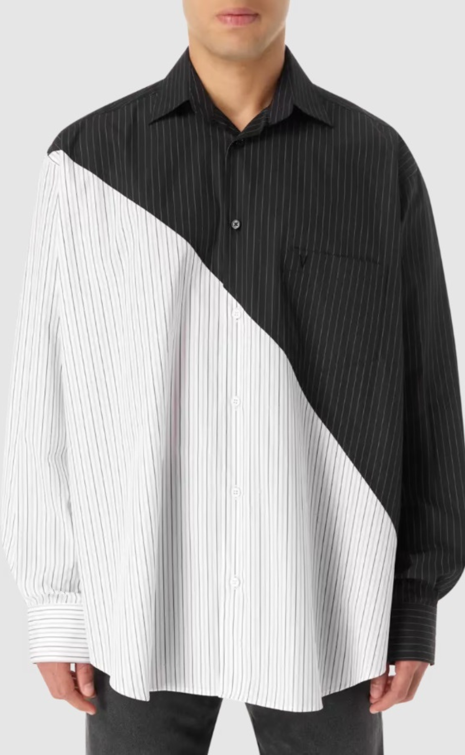 CUT-UPBLACK WHITE SHIRT