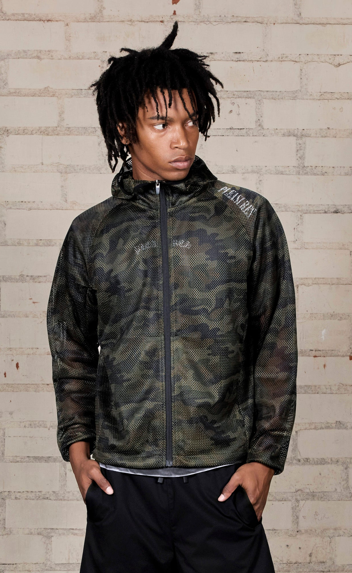 MESH HOODED CAMO JACKET