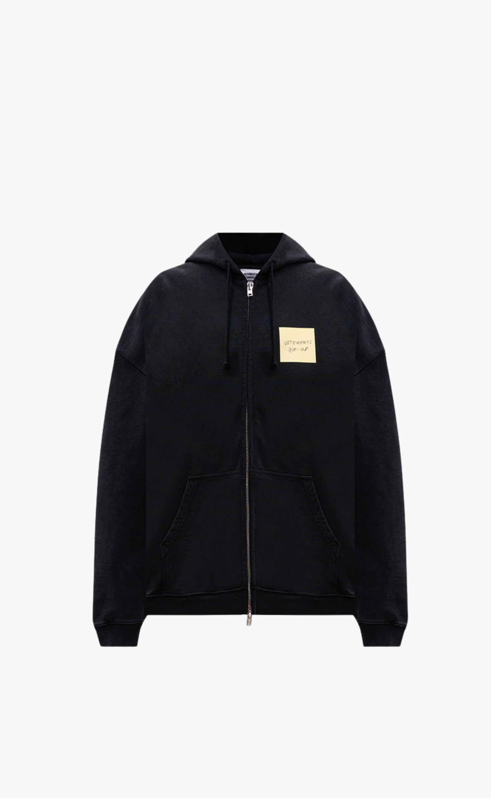 STICKER ZIP-UP BLACK HOODIE