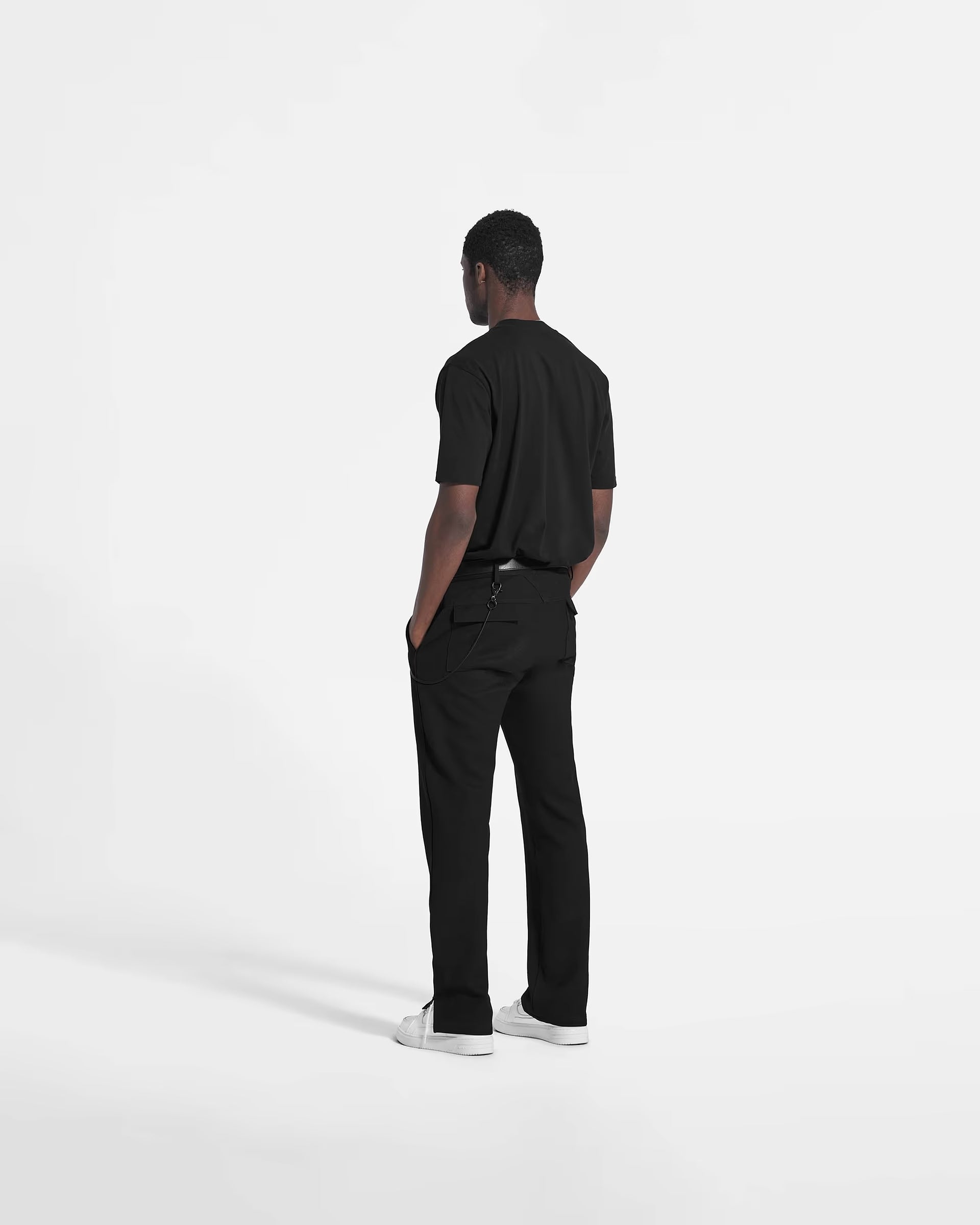 BLACK SPLIT PANT FIXED WAISTBAND