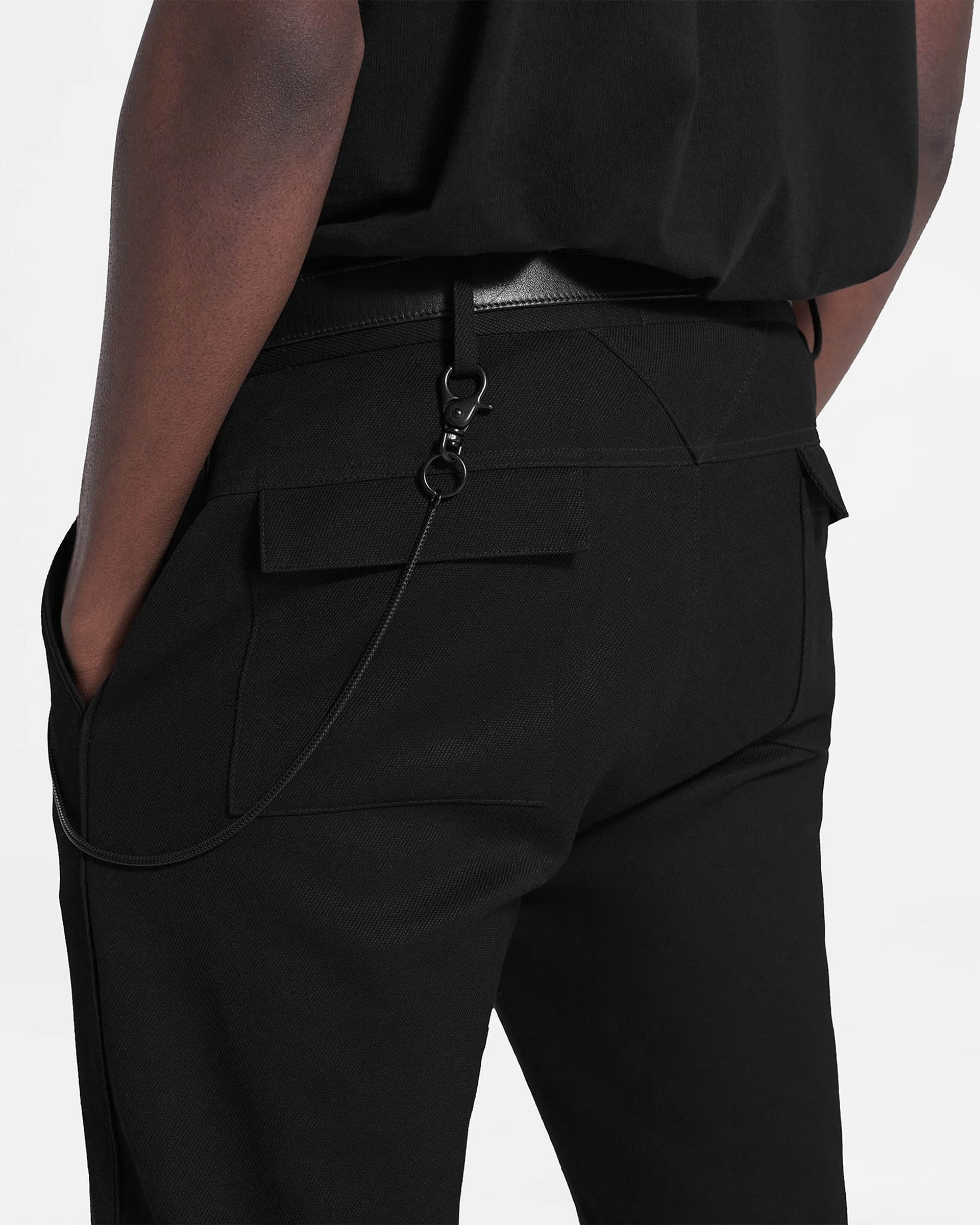 BLACK SPLIT PANT FIXED WAISTBAND