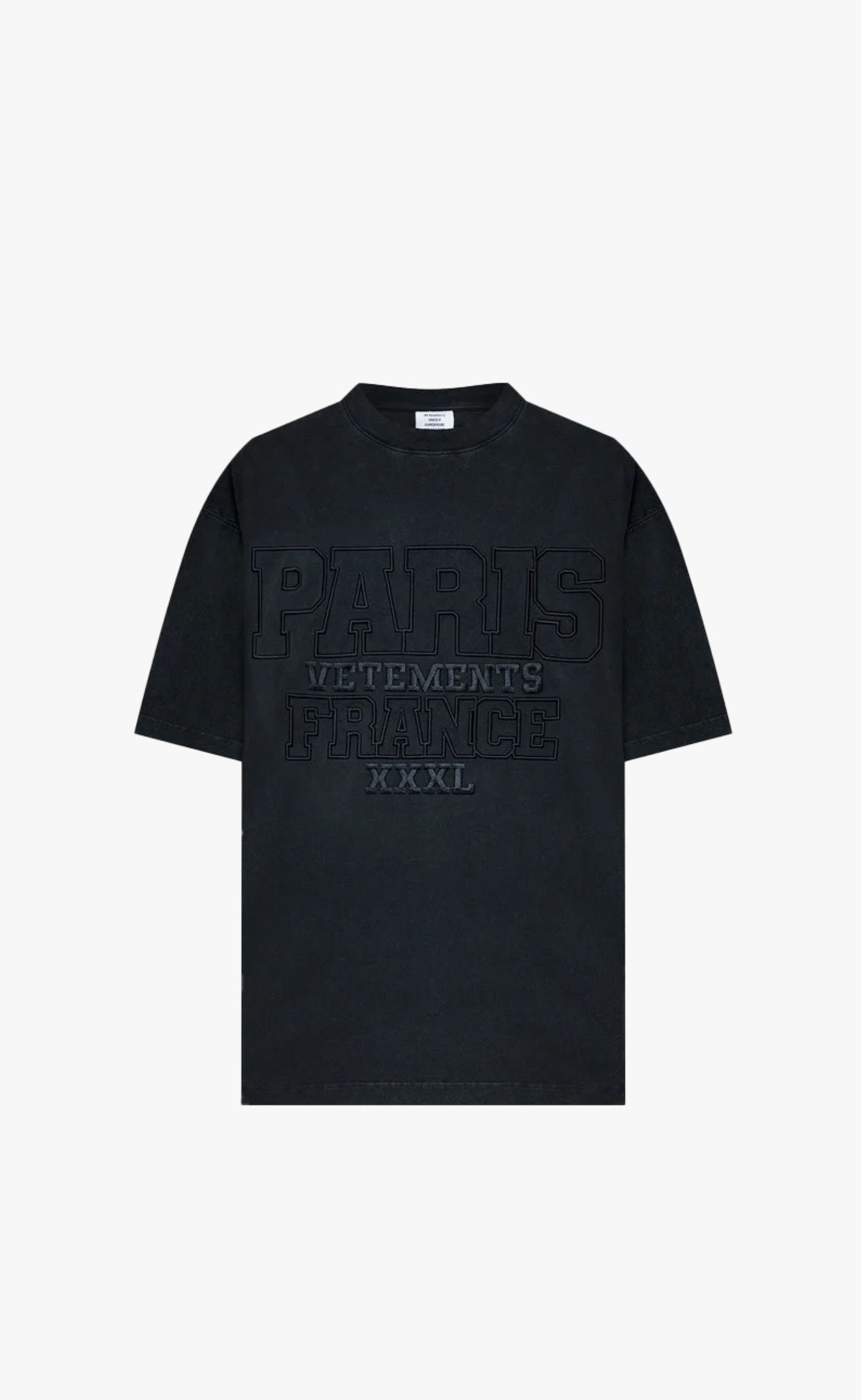 XXXL PARIS LOGO WASHED BLACK T-SHIRT