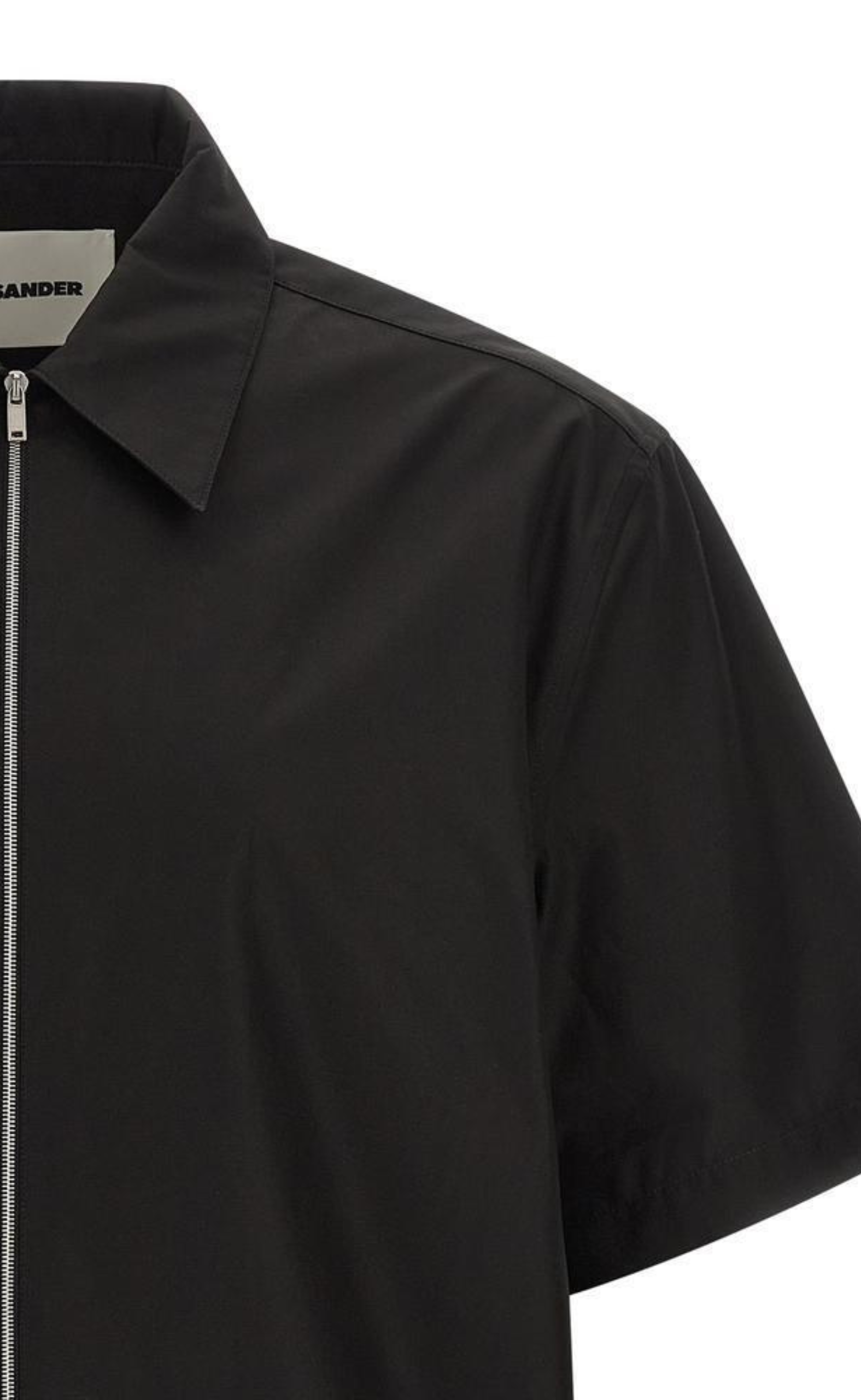 COMPACT COTTON ZIP BLACK SHIRT