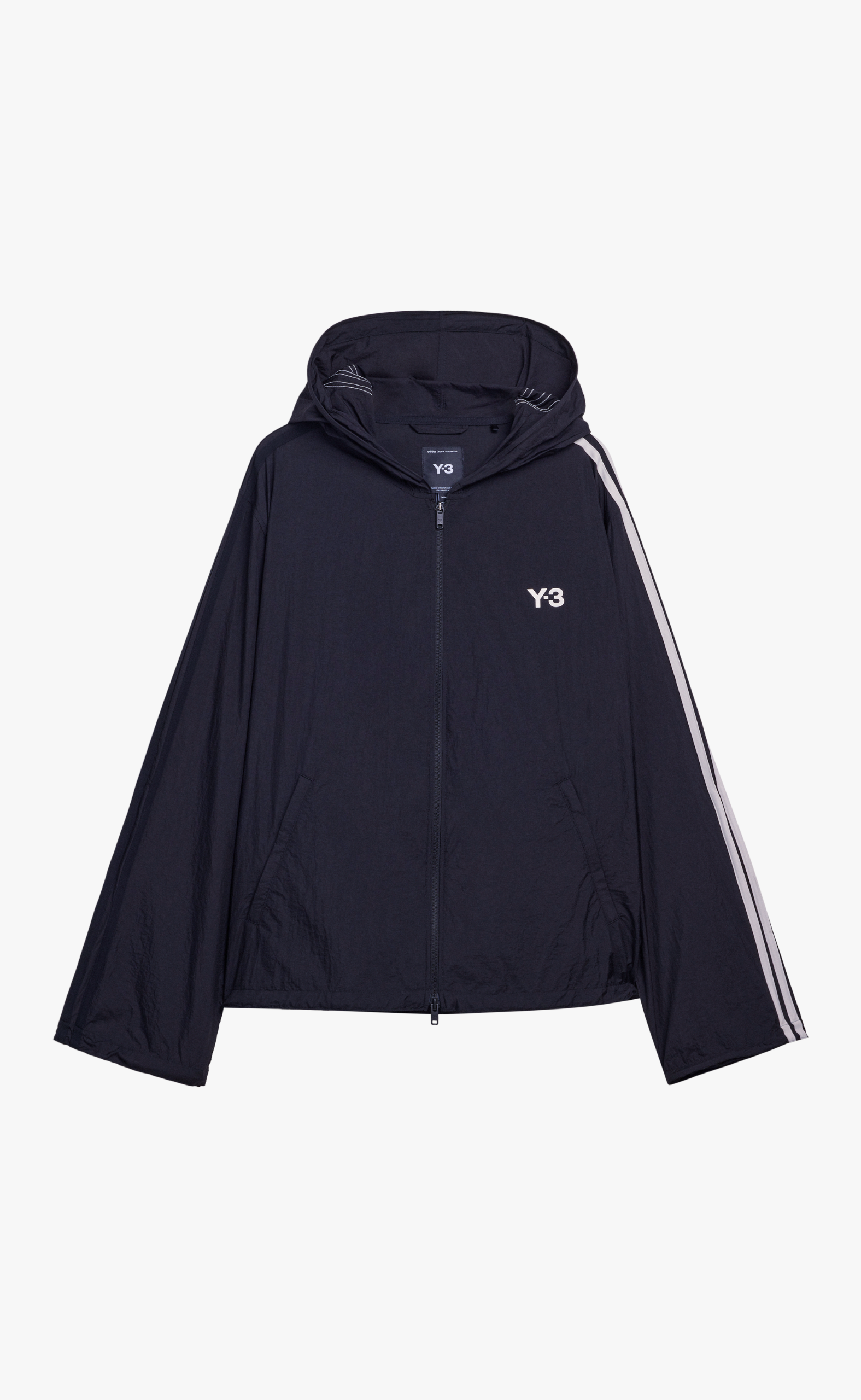 Y-3 NYLON WIRED 3 STRIPES BLACK JACKET