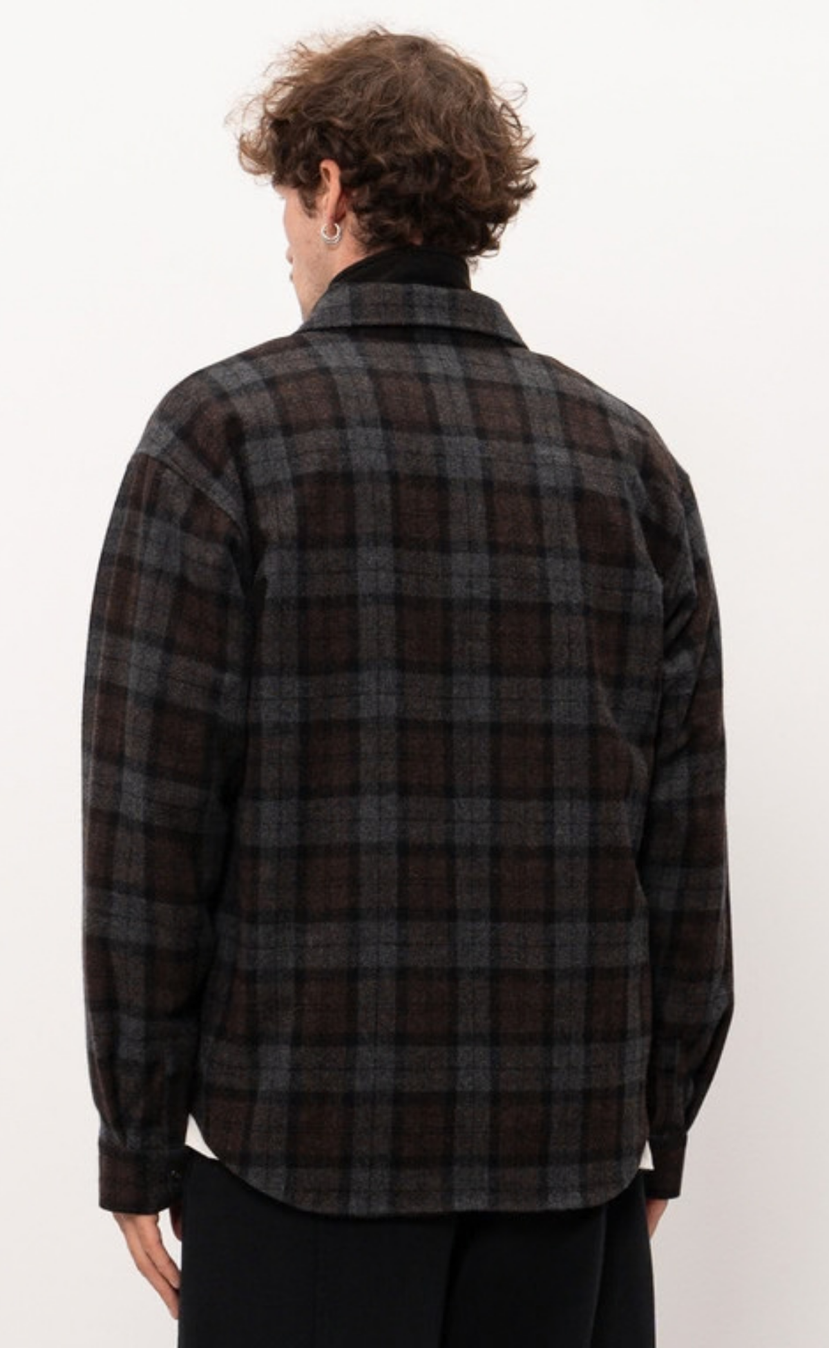 ZIP FLANNEL BLACK SHIRT