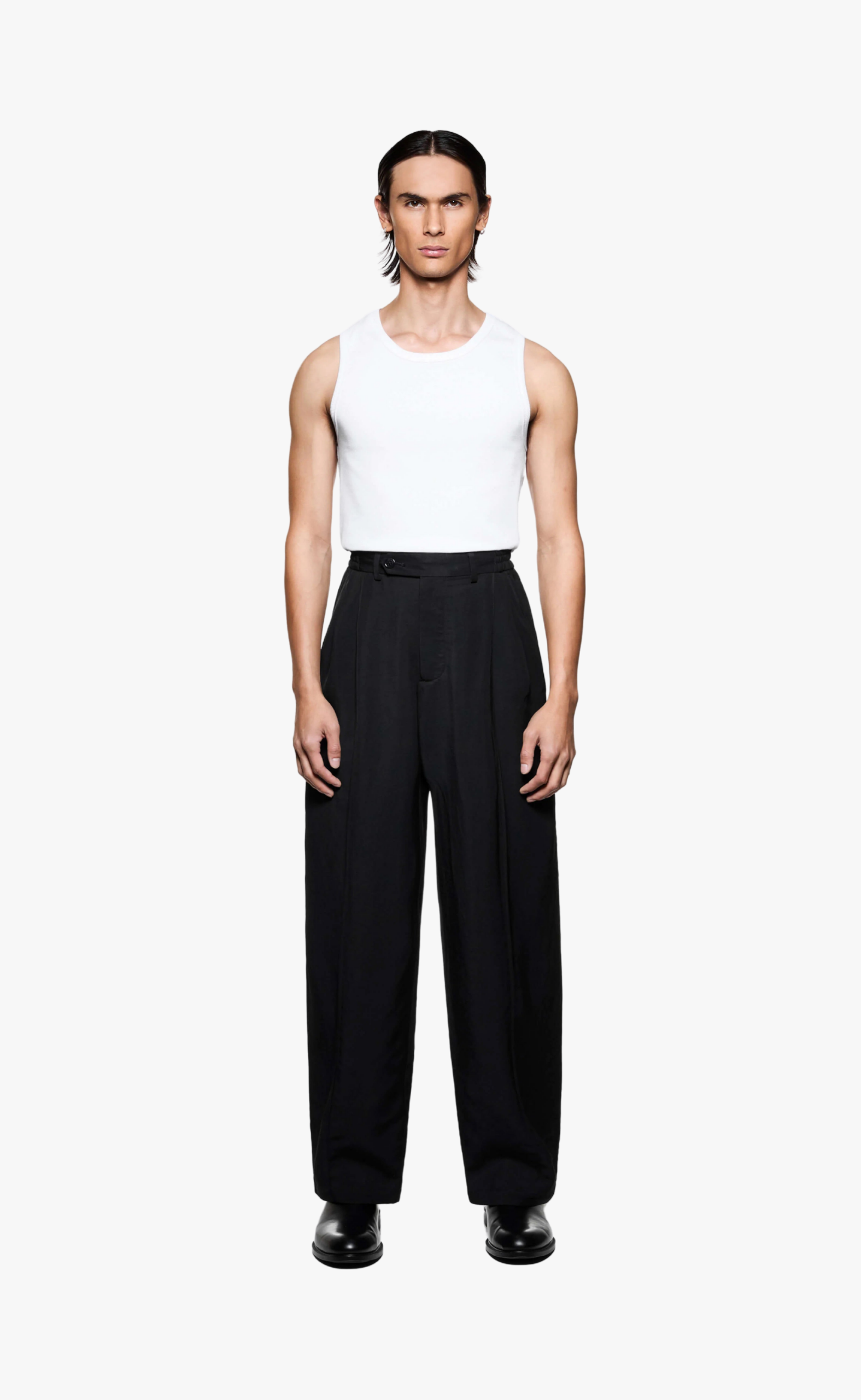 PLEATED SUIT BLACK PANTS