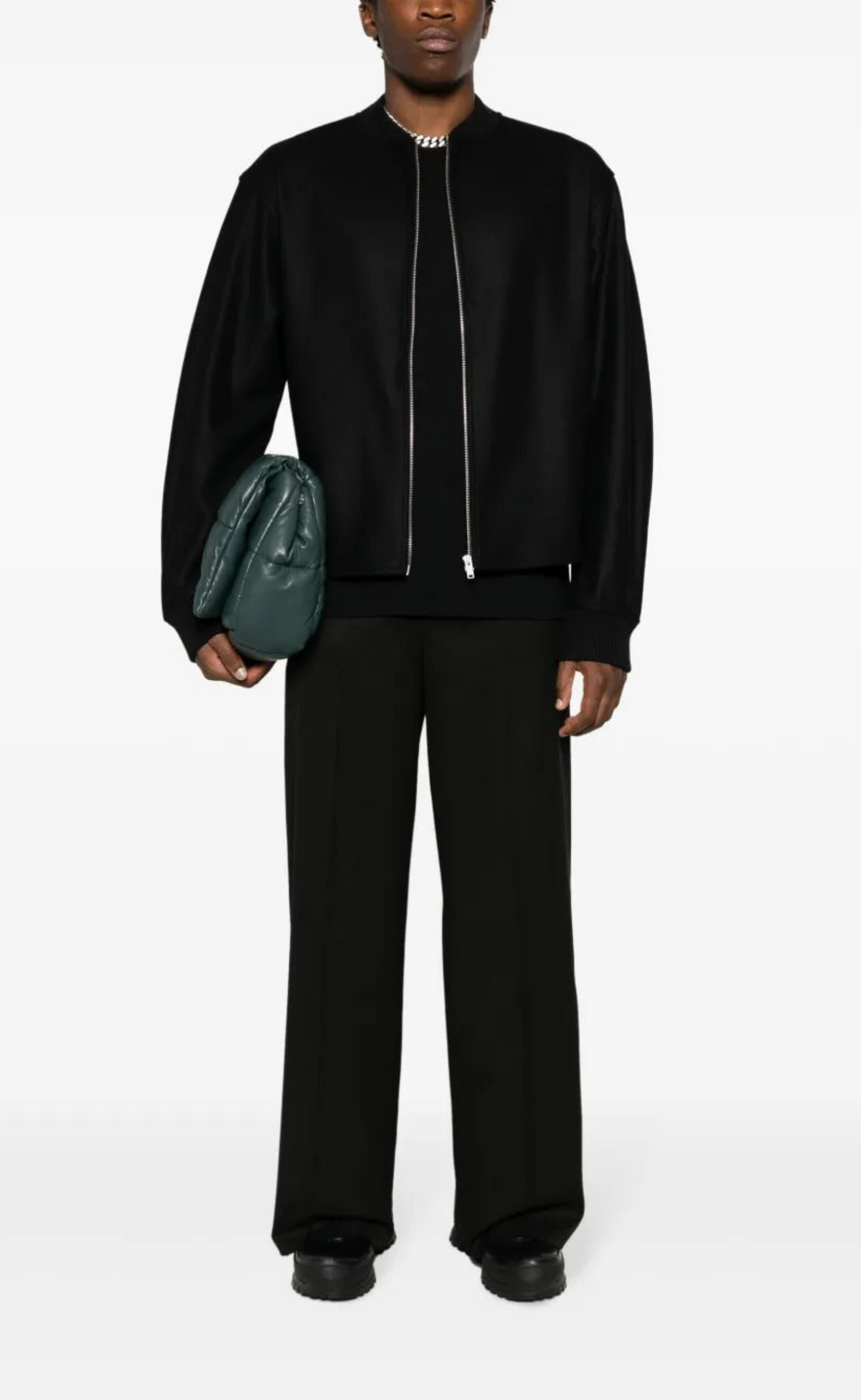  MELTON WOOL BOMBER BLACK JACKET