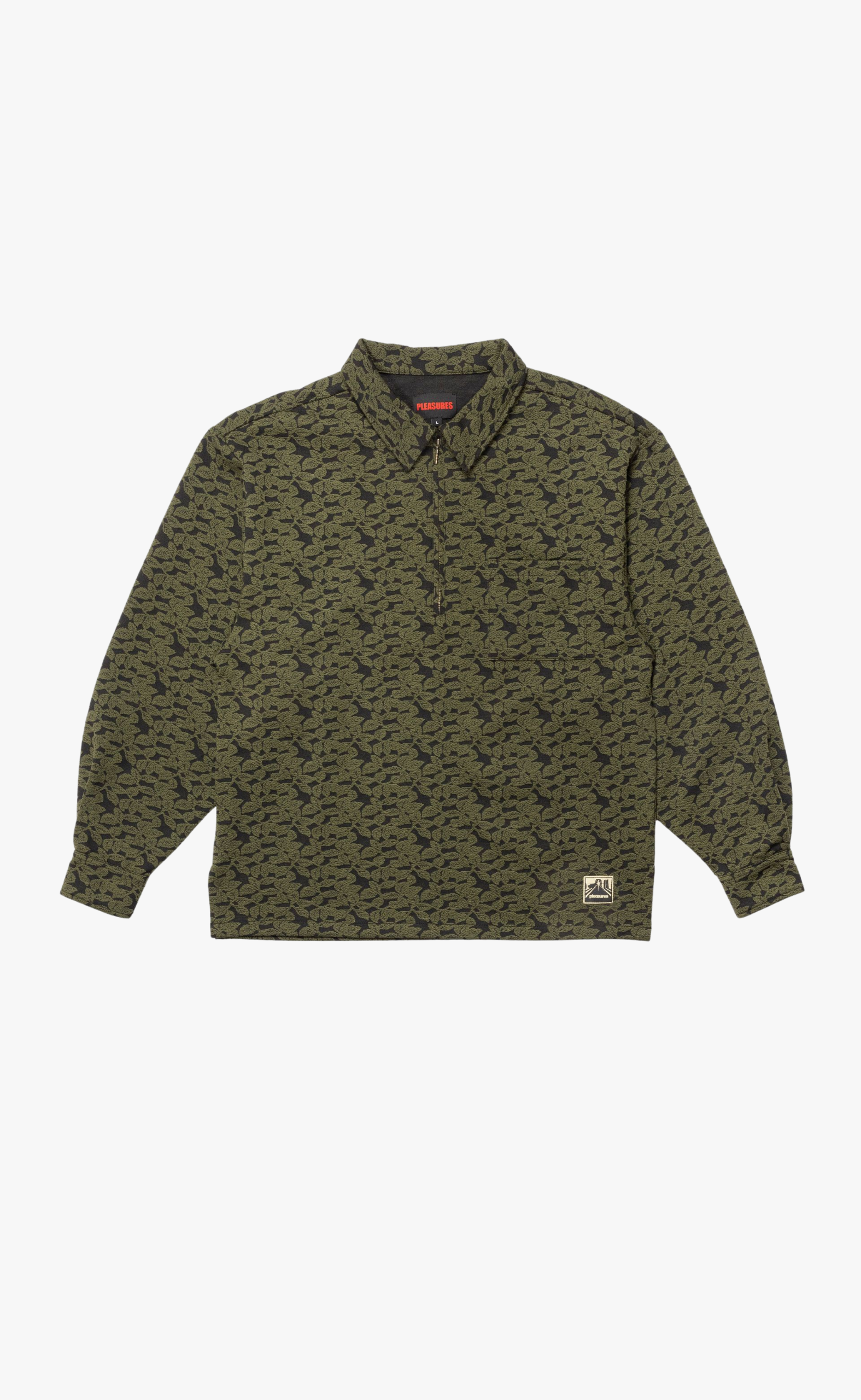 LEAF HALF ZIP OLIVE SHIRT