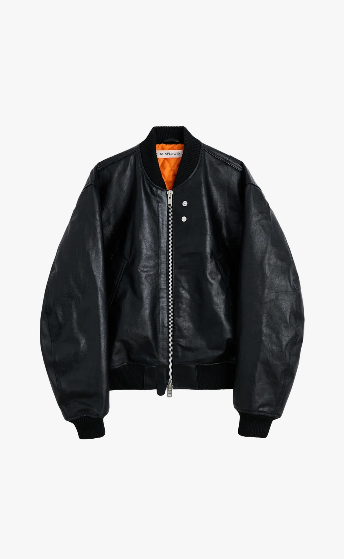 LEATHER BOMBER FLIGHT BLACK JACKET