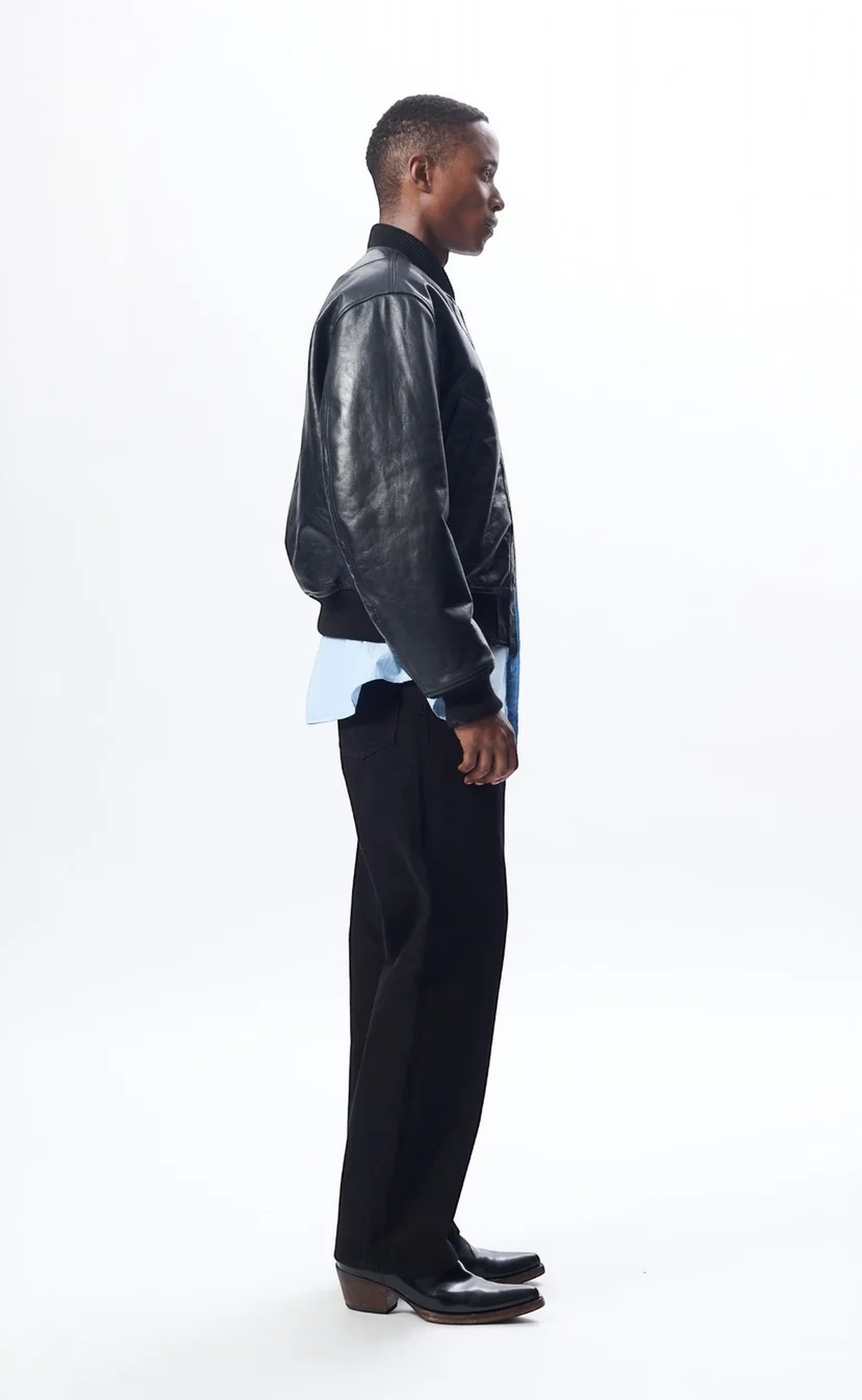 LEATHER BOMBER FLIGHT BLACK JACKET