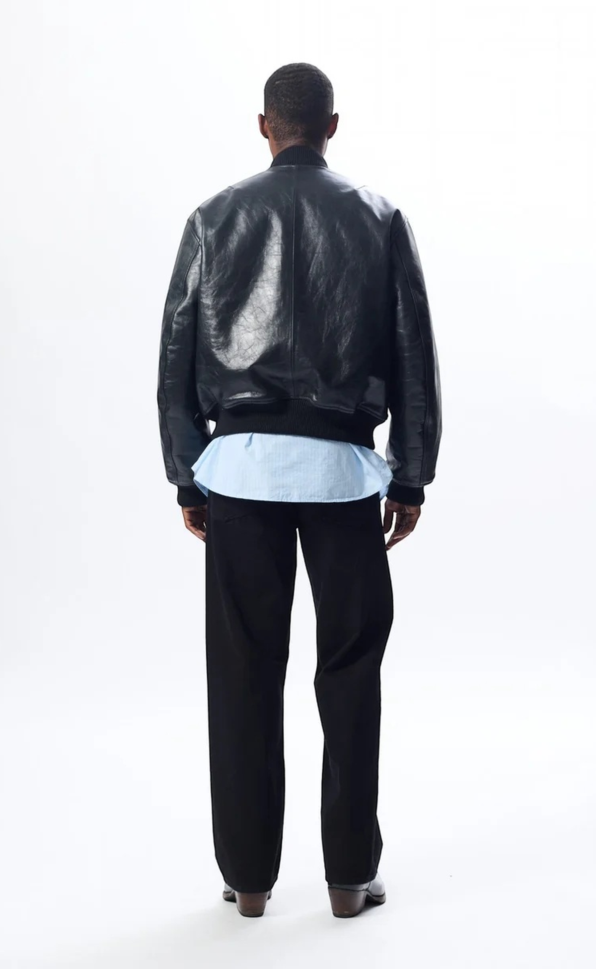 LEATHER BOMBER FLIGHT BLACK JACKET