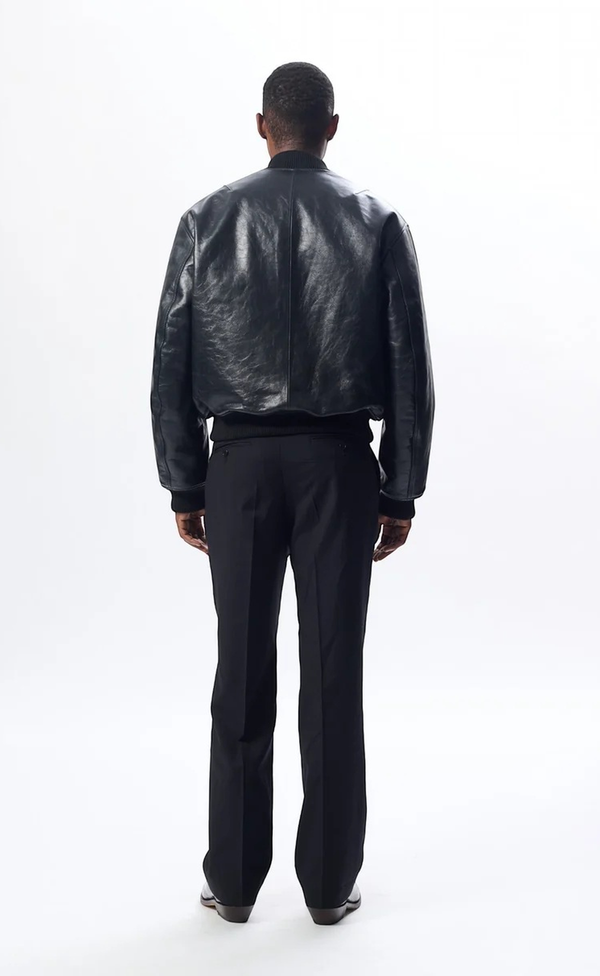 LEATHER BOMBER FLIGHT BLACK JACKET