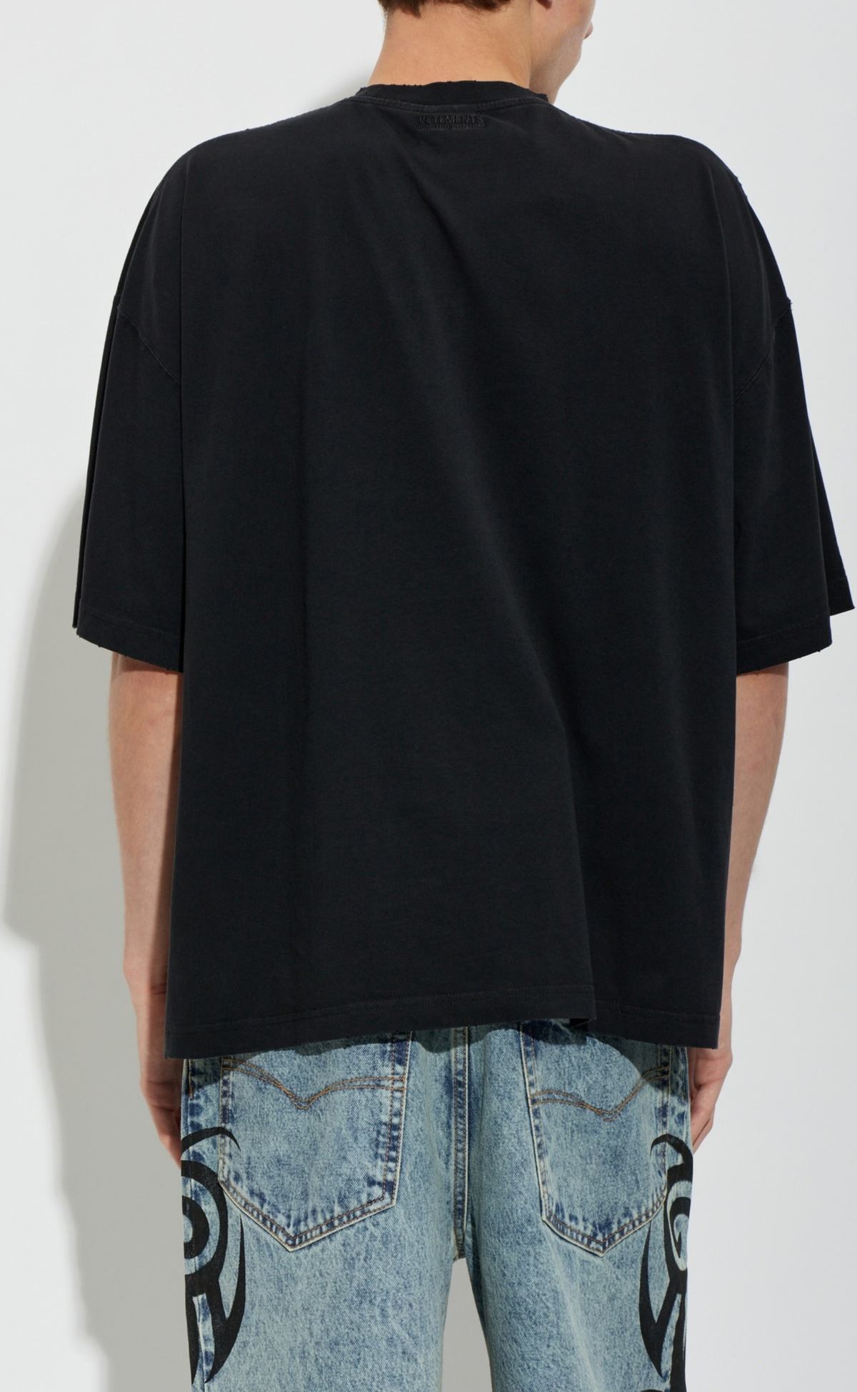 EXPLICIT LANGUAGE BOXY WASHED BLACK T-SHIRT