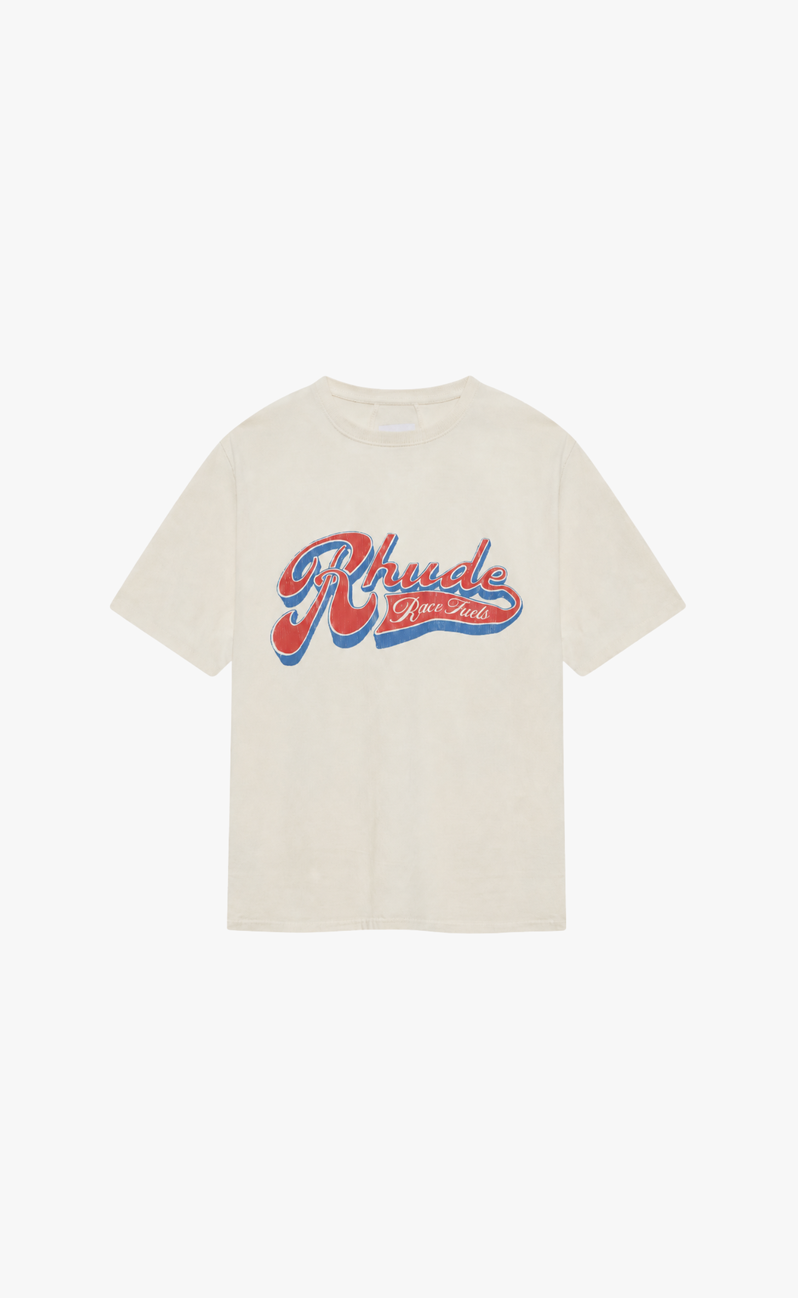 RHUDE PIT STOP VINTAGE WHITE T-SHIRT