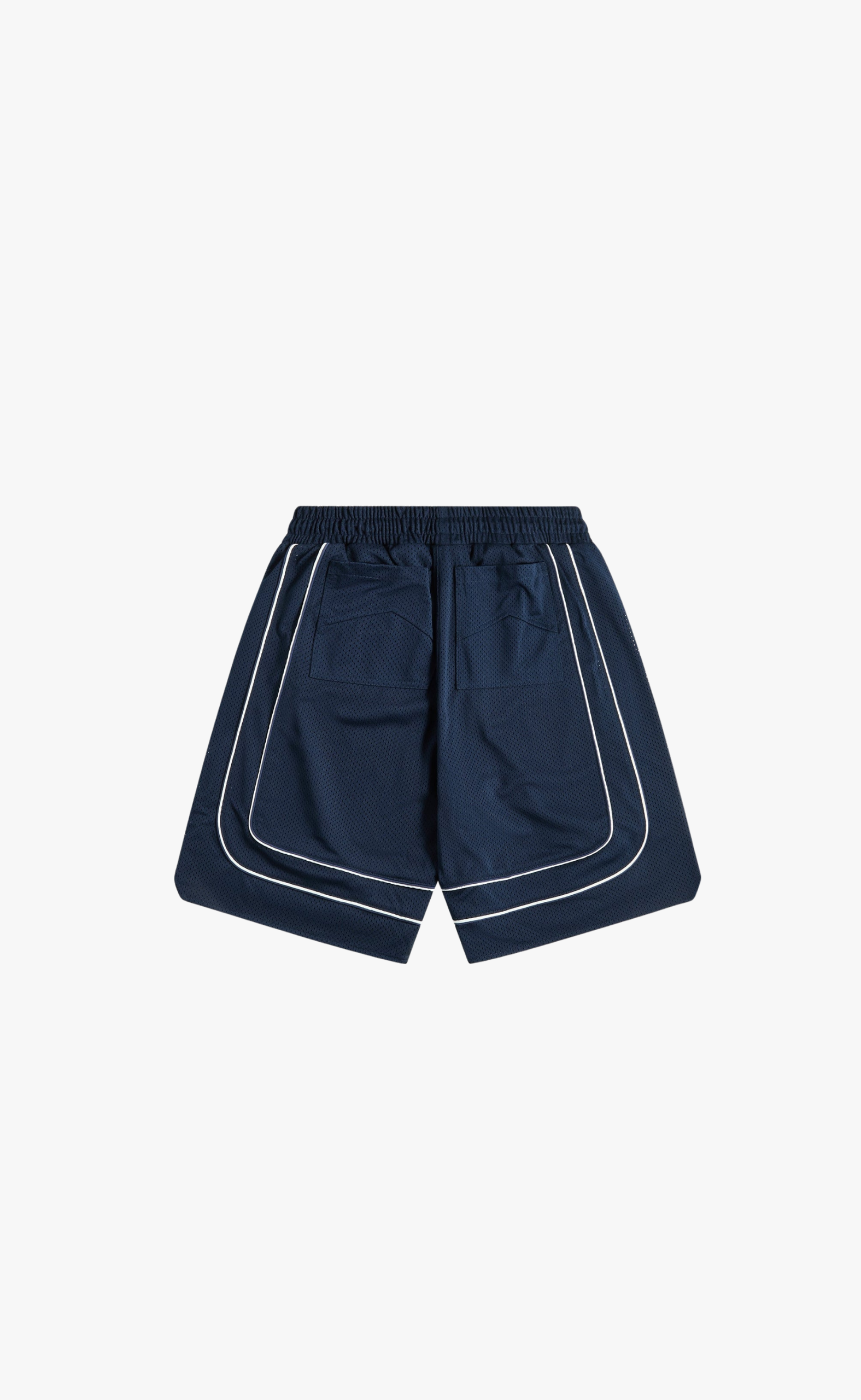 BAGGY COLLEGIATE LOGO NAVY CREAM SHORTS